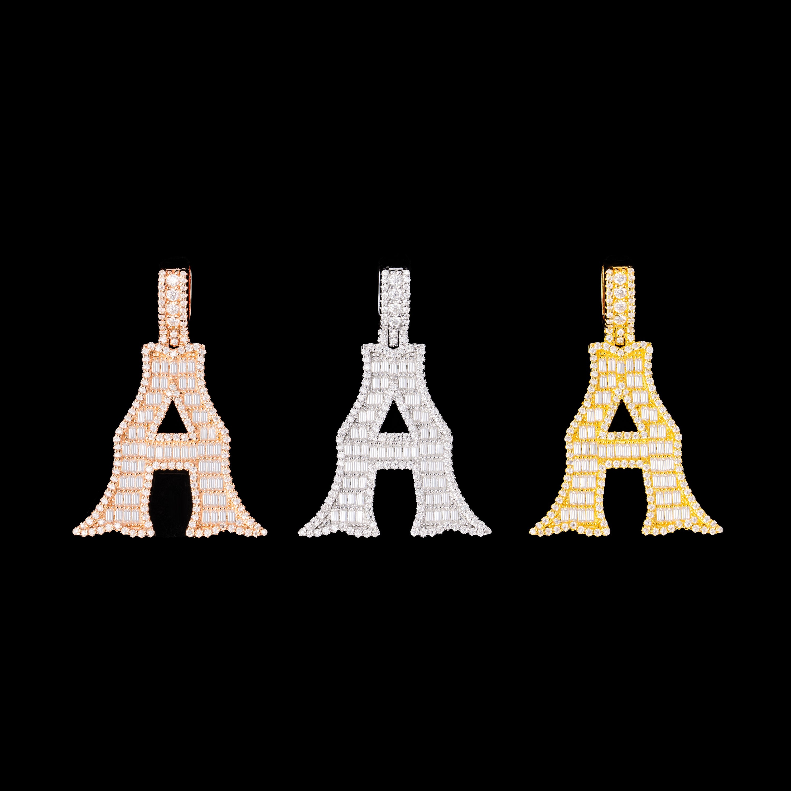 Baguette Letter Pendant – Iced Out VVS Moissanite Initial Pendant by Sommarnox