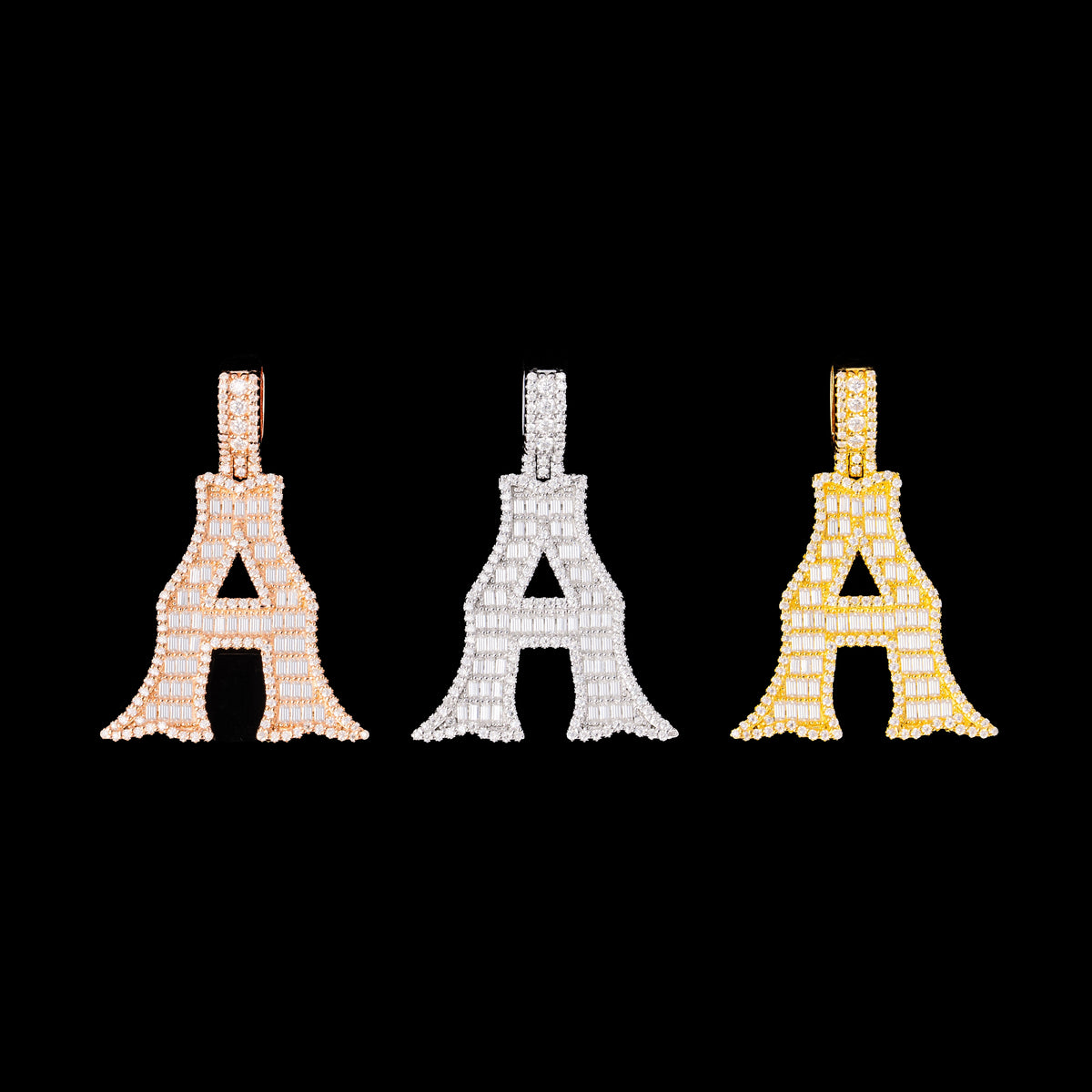 Baguette Letter Pendant – Iced Out VVS Moissanite Initial Pendant by Sommarnox