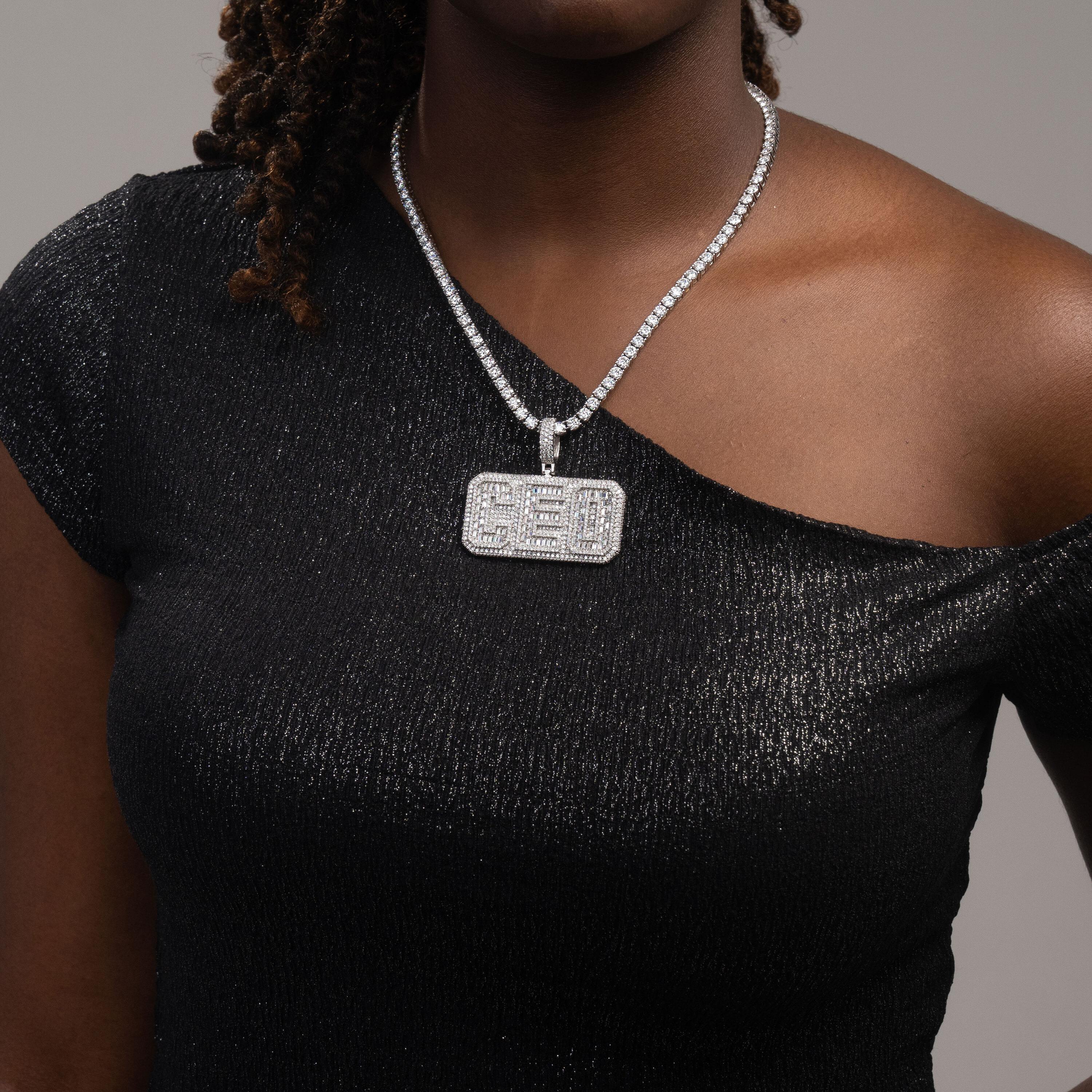 Iced CEO Letter Pendant Baguette & Round Moissanite Fully Flooded Statement Piece by Sommarnox