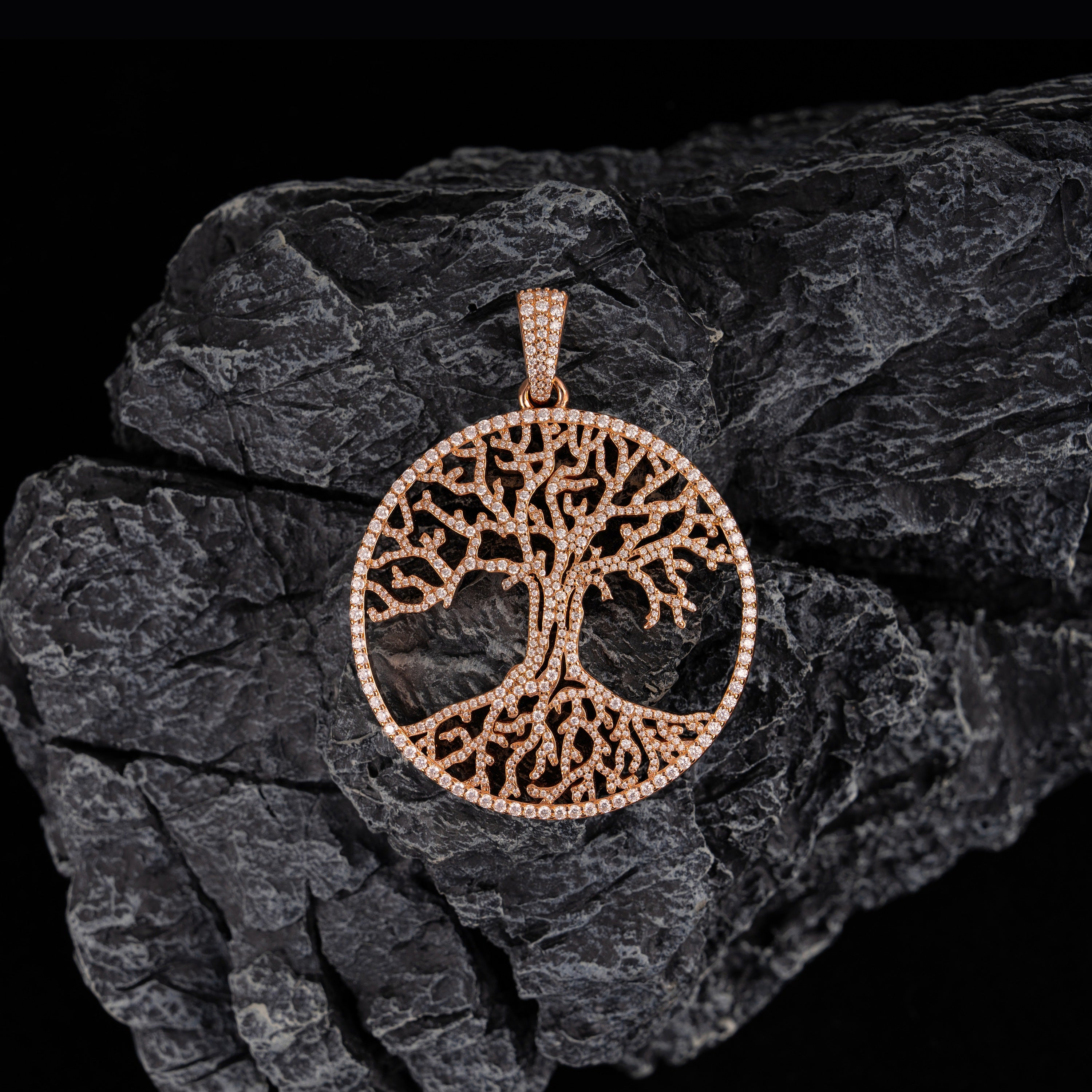 Iced Out Tree of Life Pendant – Moissanite Circle Charm by Sommarnox