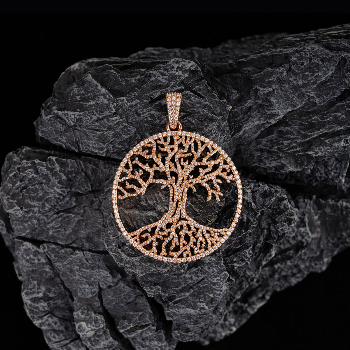 Iced Out Tree of Life Pendant – Moissanite Circle Charm by Sommarnox