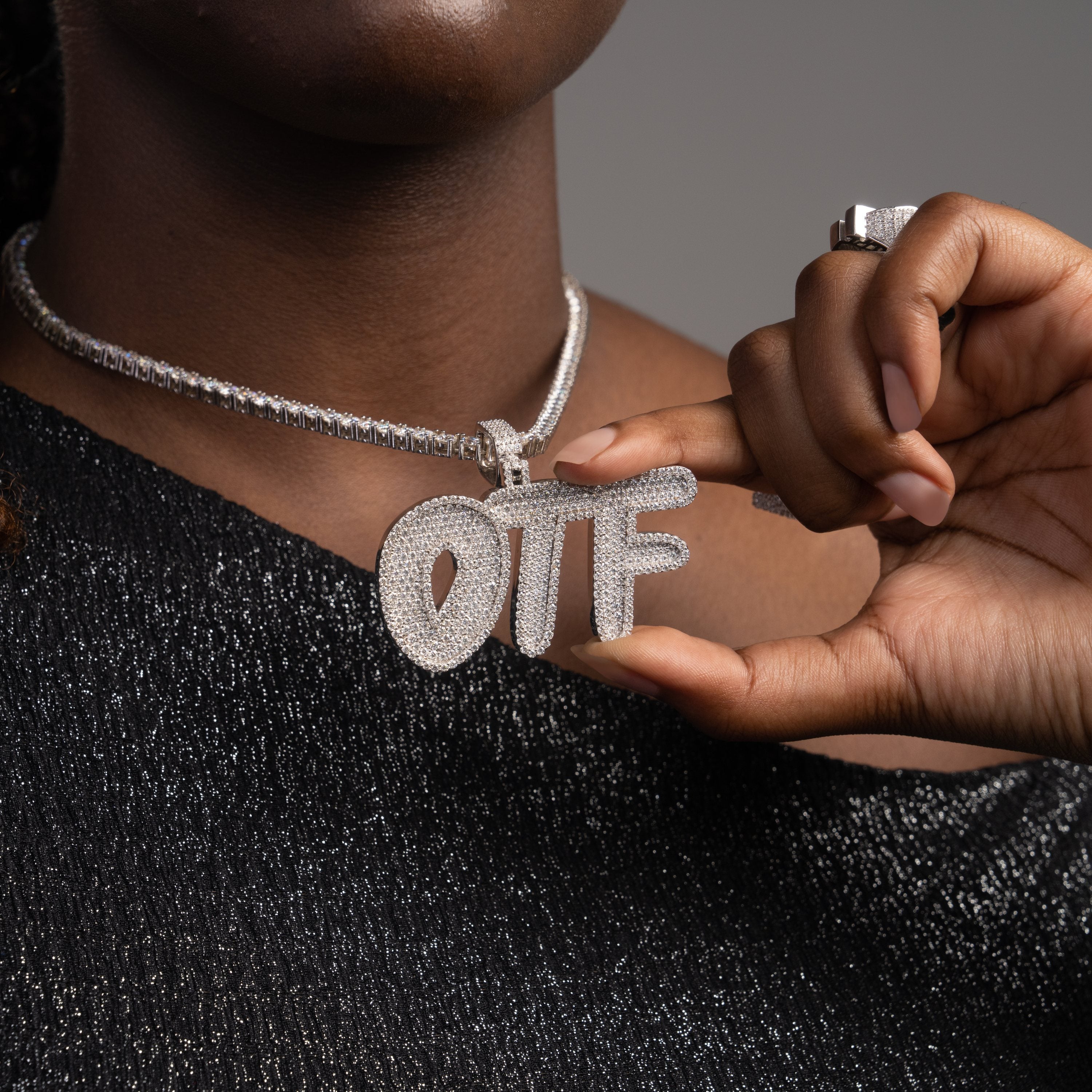 Custom Hip Hop Moissanite "OTF" Pendant – alternate product view 3