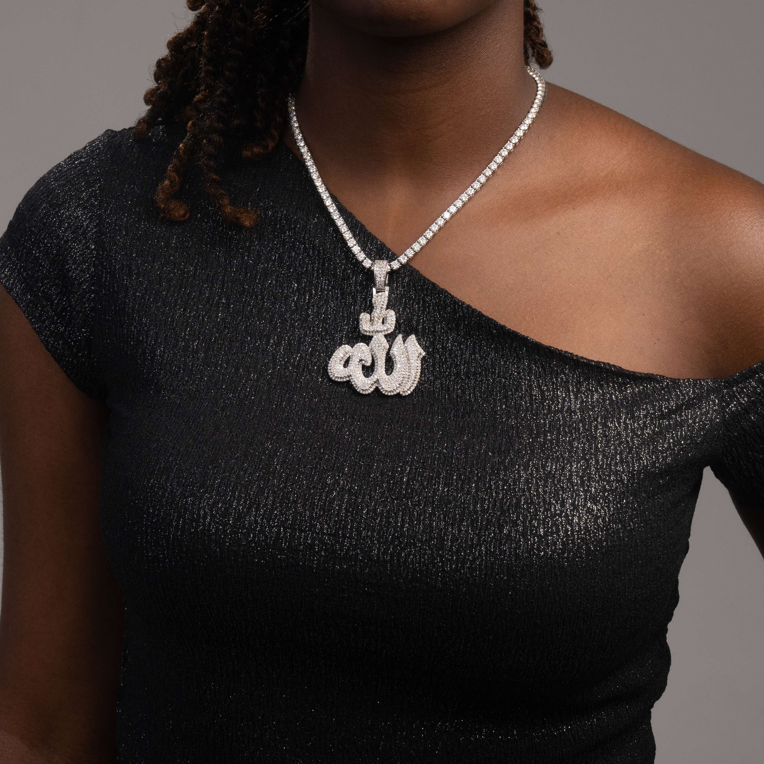 Iced Out Arabic Script Pendant – Fully Hand-Set VVS Moissanite Pendant – alternate product view 2