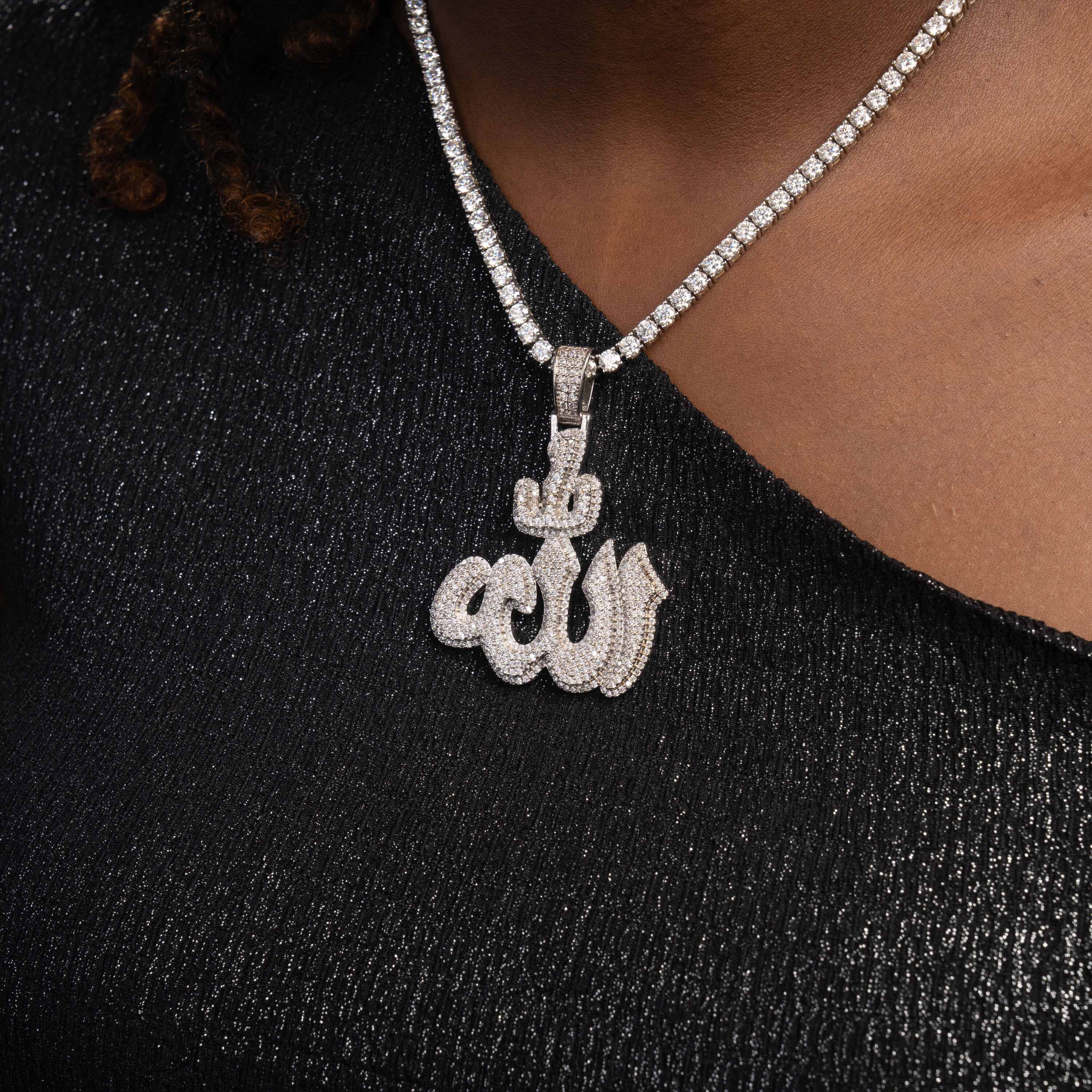 Iced Out Arabic Script Pendant – Fully Hand-Set VVS Moissanite Pendant by Sommarnox