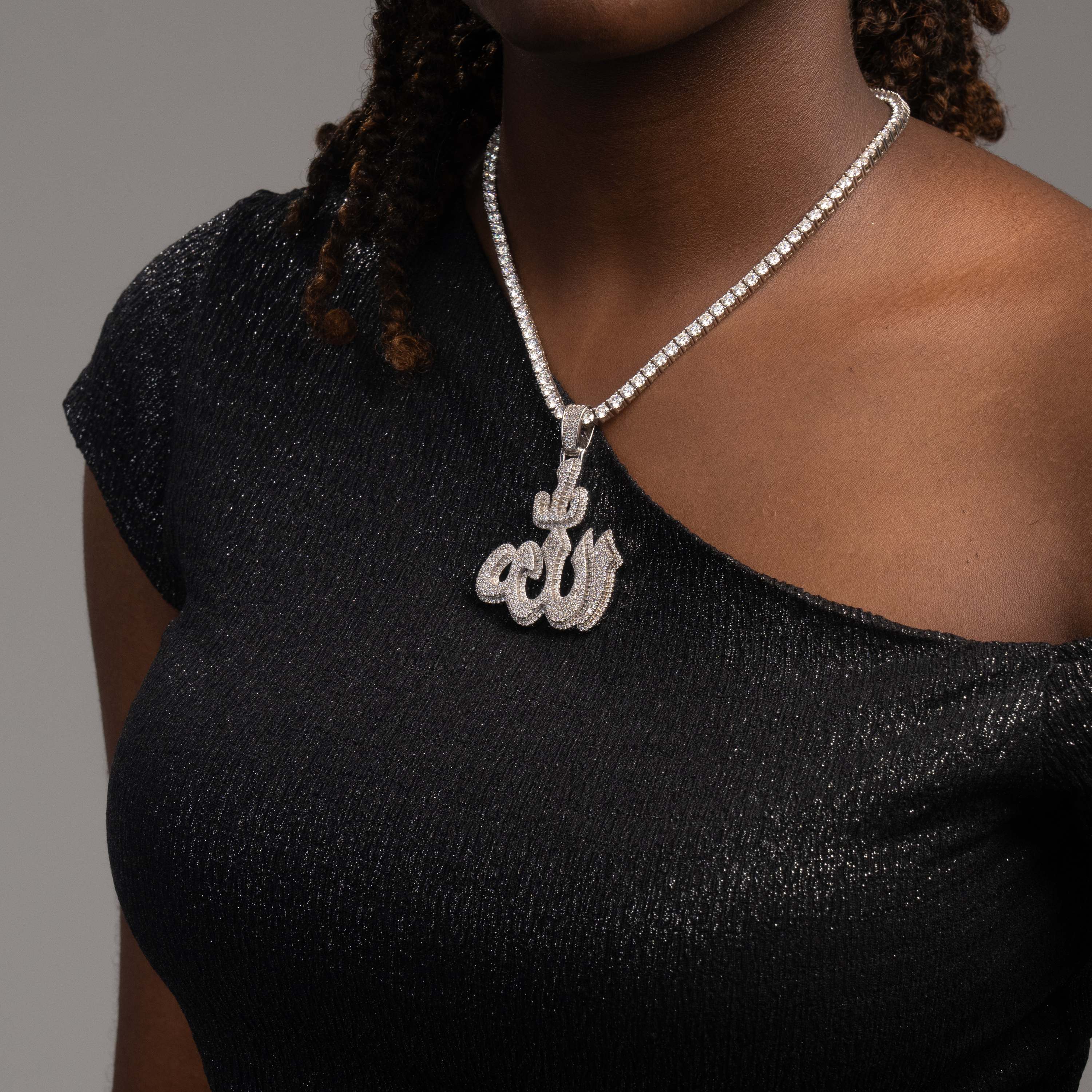 Iced Out Arabic Script Pendant – Fully Hand-Set VVS Moissanite Pendant – alternate product view 3