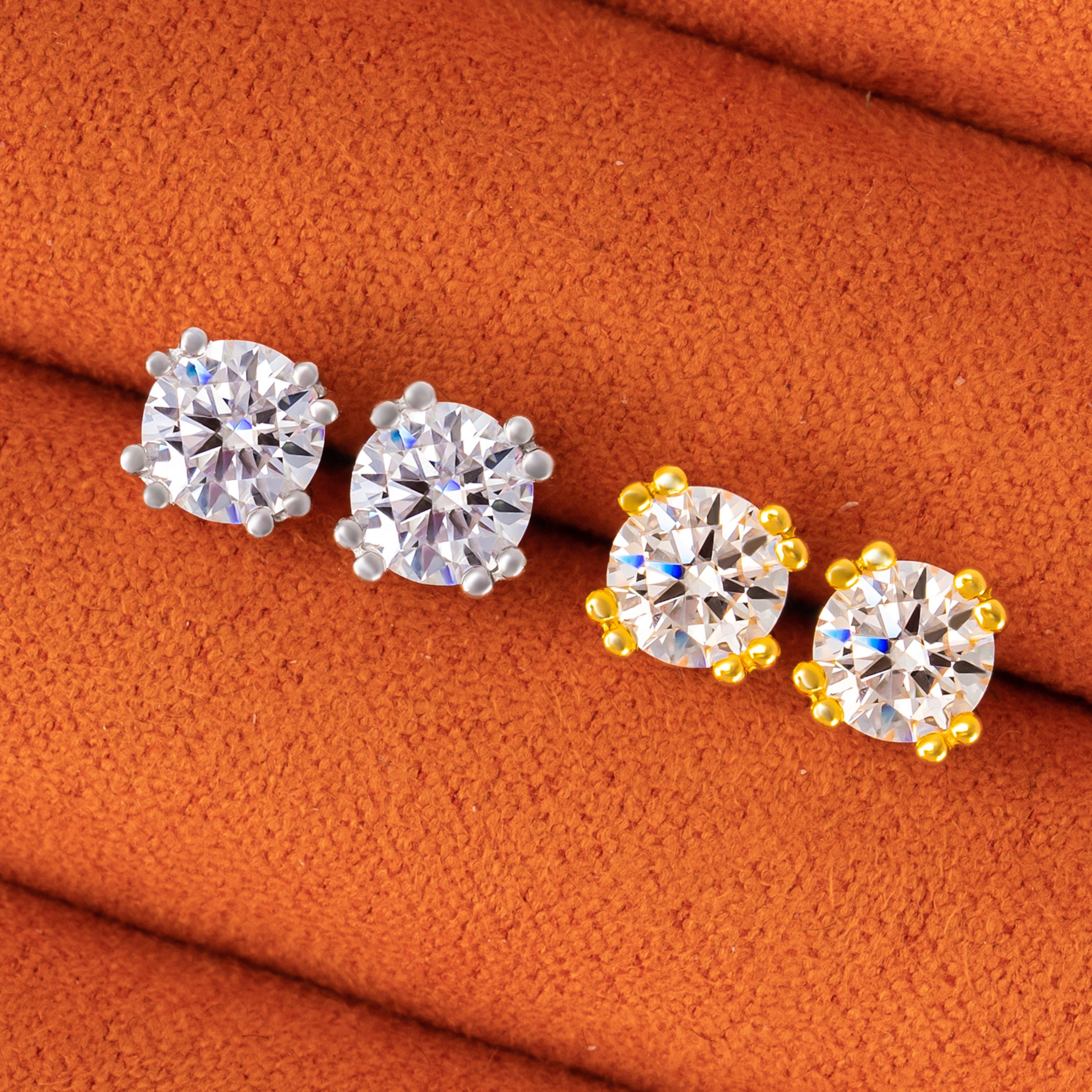 5MM Round Moissanite Stud Earrings VVS 8 Prong Cathedral Setting Screw Back – alternate product view 3