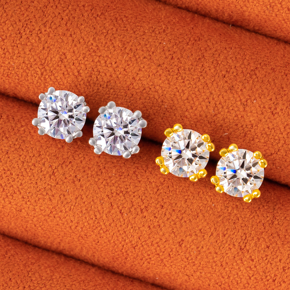 5MM Round Moissanite Stud Earrings VVS 8 Prong Cathedral Setting Screw Back – alternate product view 3