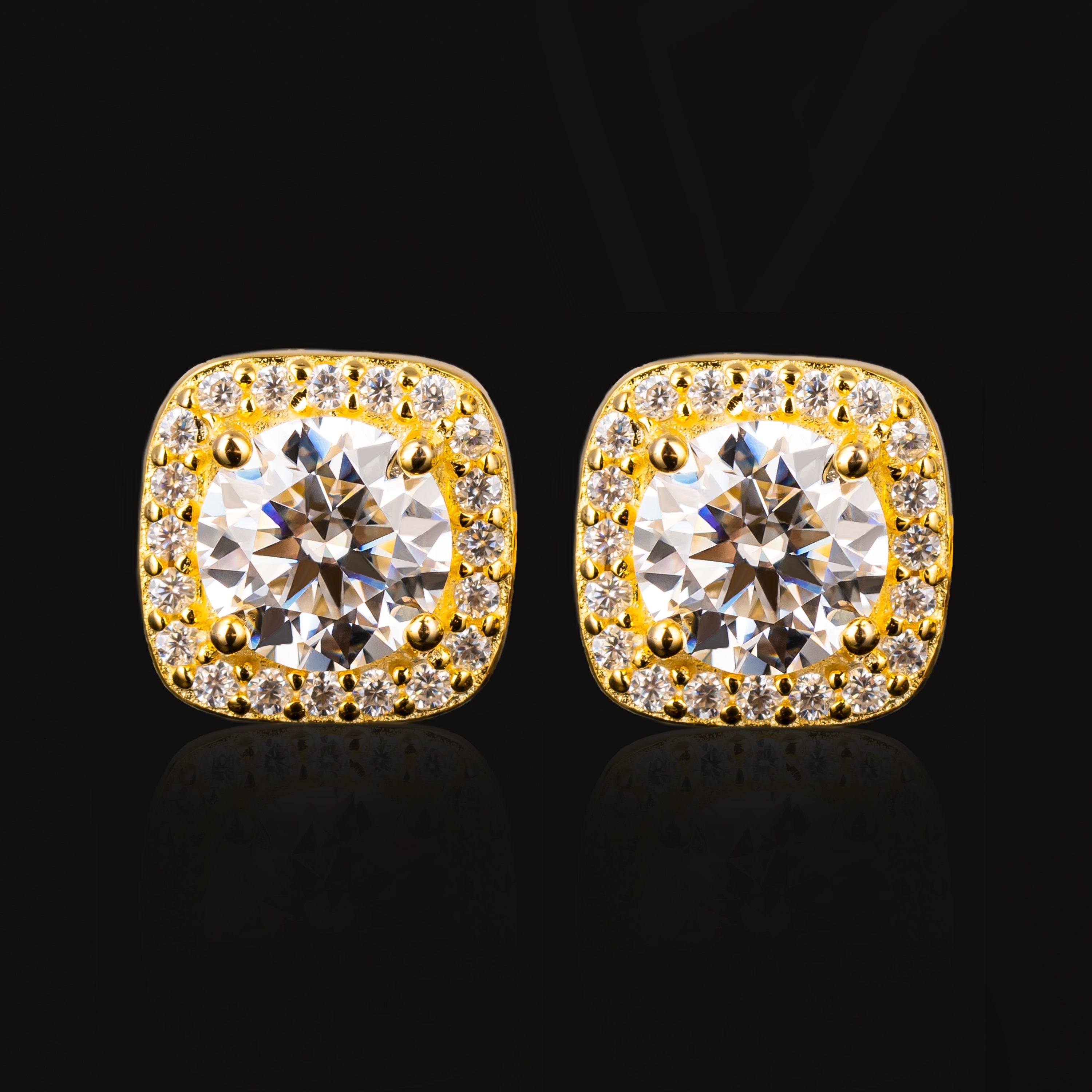 7.5MM Round Center Moissanite Stud Earrings VVS Cushion Halo Prong Set Screw Back – alternate product view 4