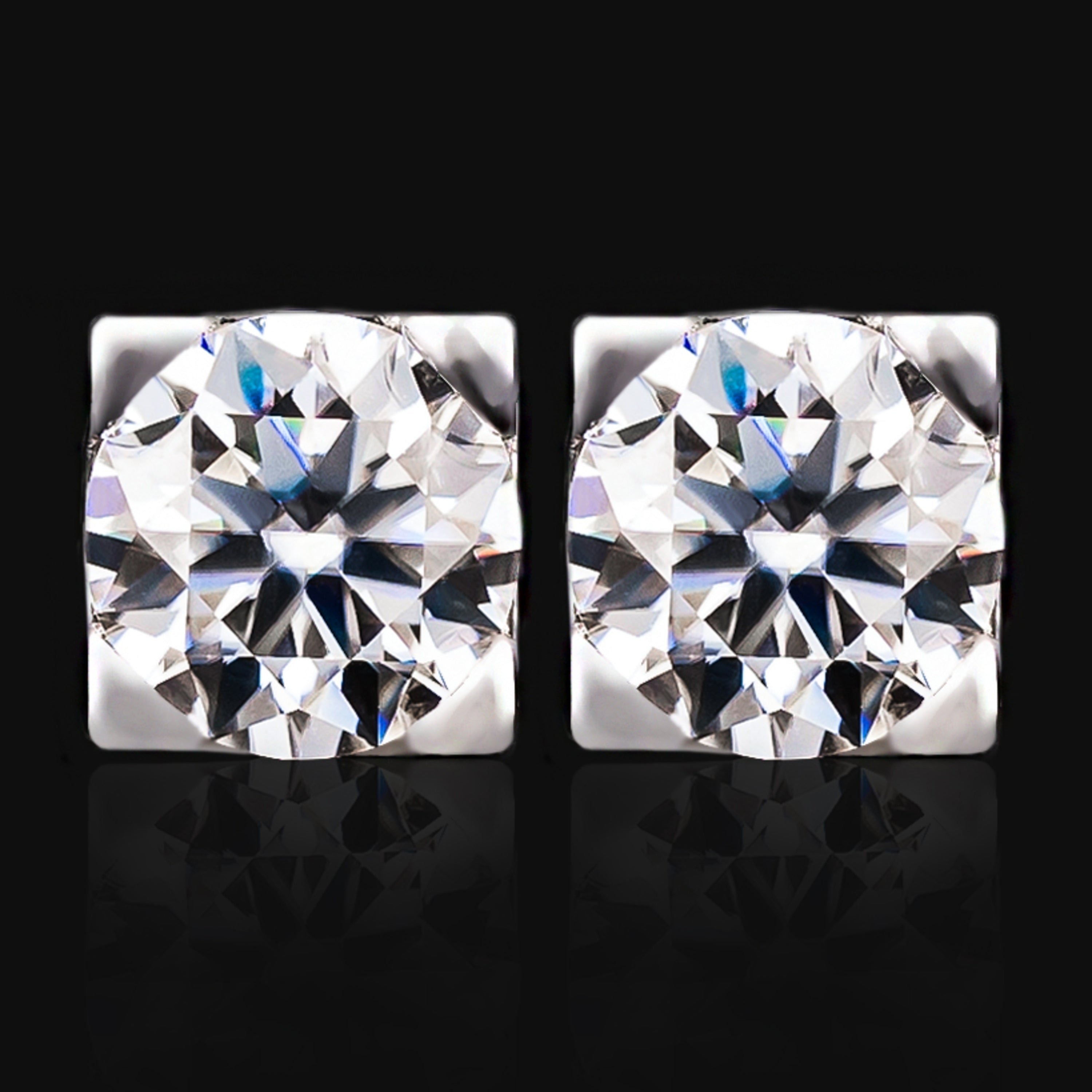 3MM 4MM 5MM 6.5MM Round Moissanite Stud Earrings VVS Square Frame Screw Back – alternate product view 4