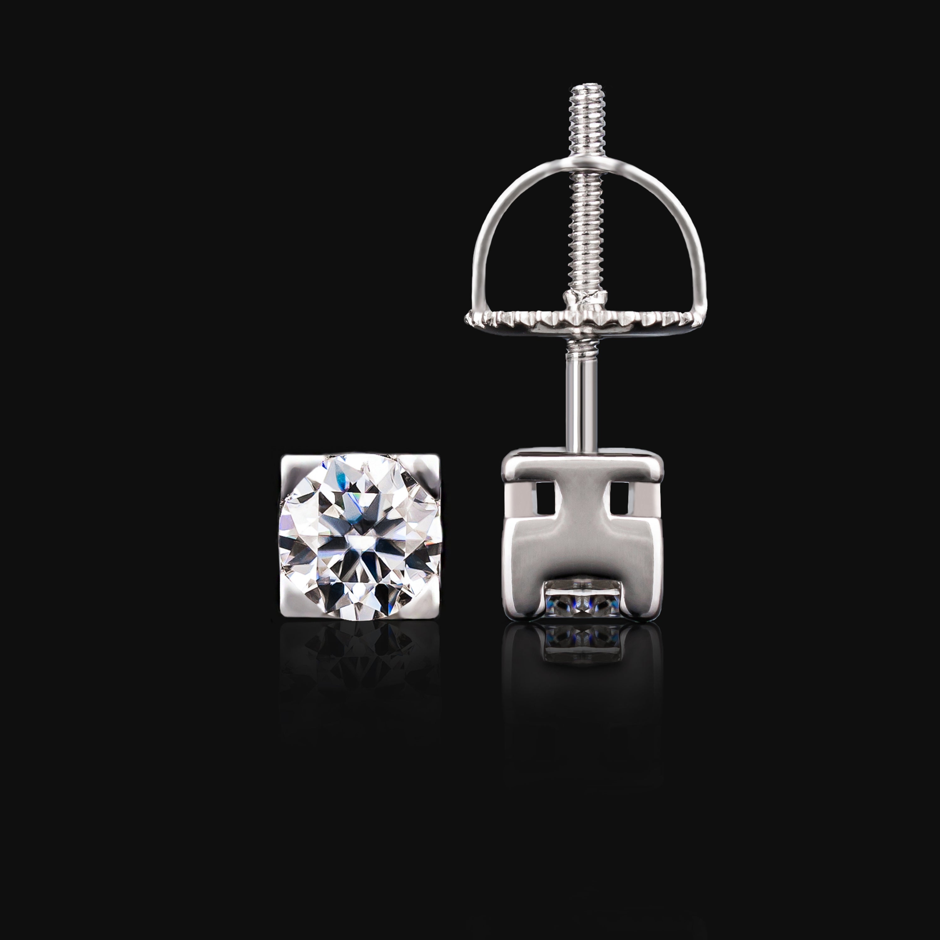 3MM 4MM 5MM 6.5MM Round Moissanite Stud Earrings VVS Square Frame Screw Back – alternate product view 5