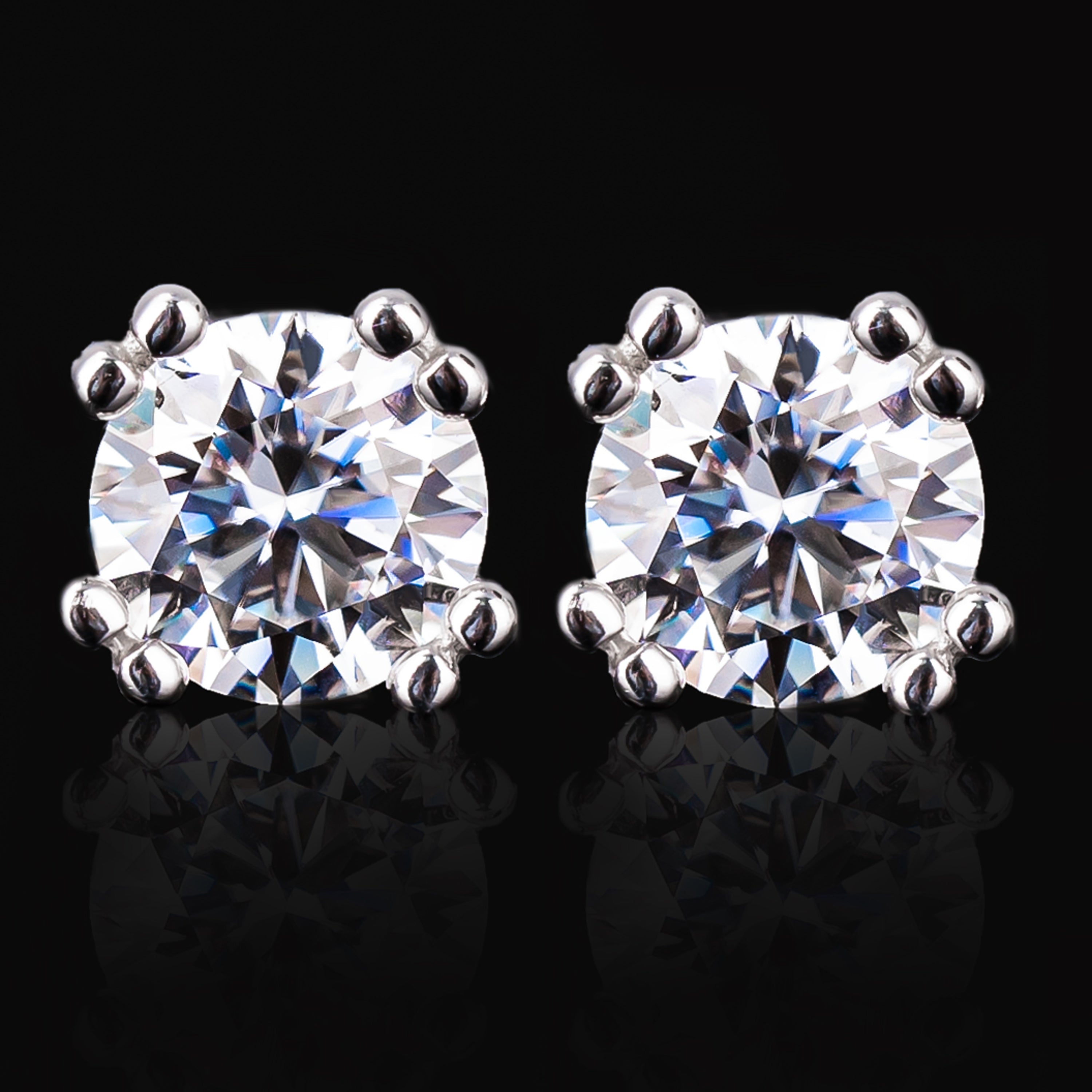 5MM Round Moissanite Stud Earrings VVS 8 Prong Cathedral Setting Screw Back – alternate product view 4