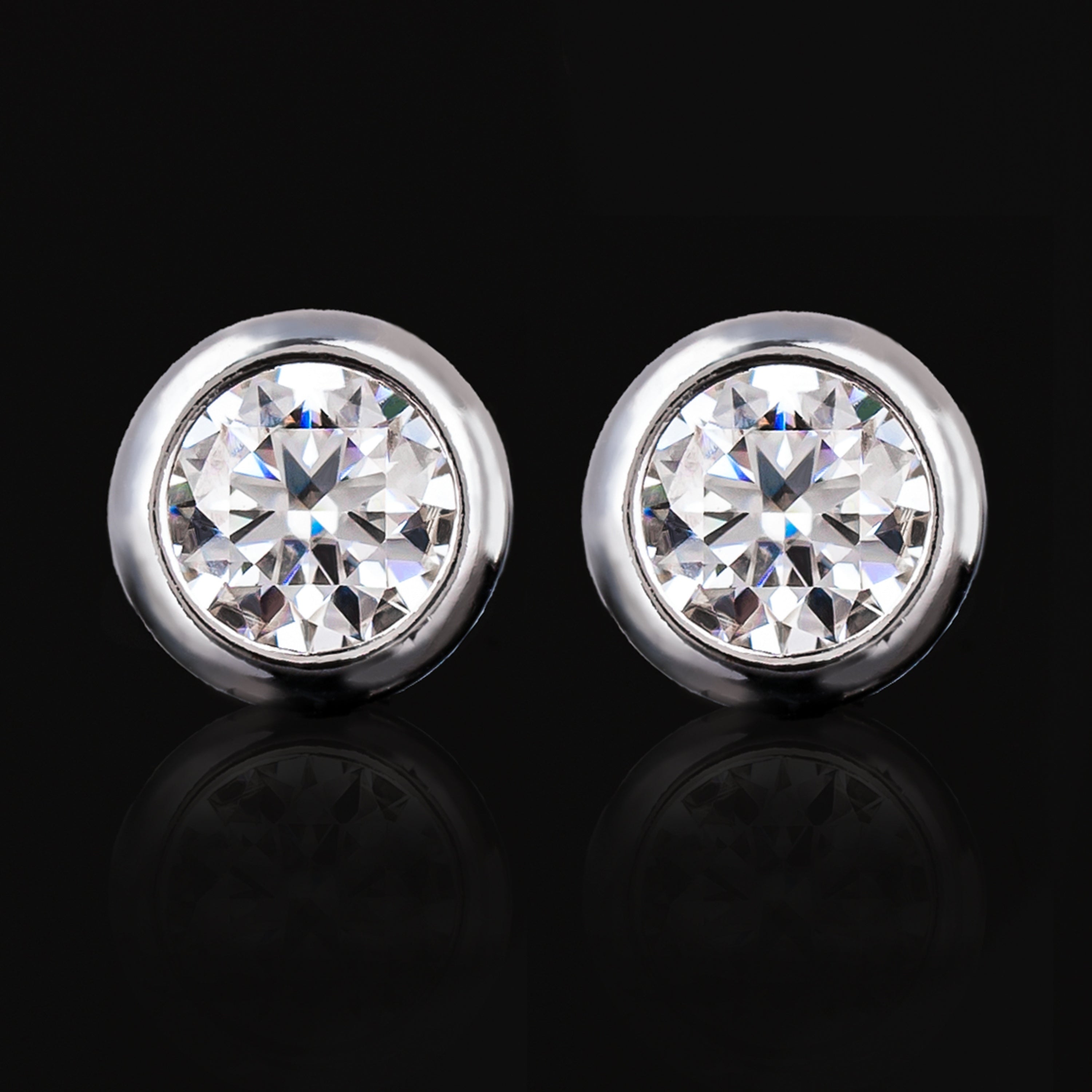 4MM 5MM 6.5MM Round Moissanite Bezel Stud Earrings VVS Minimalist Screw Back – alternate product view 5