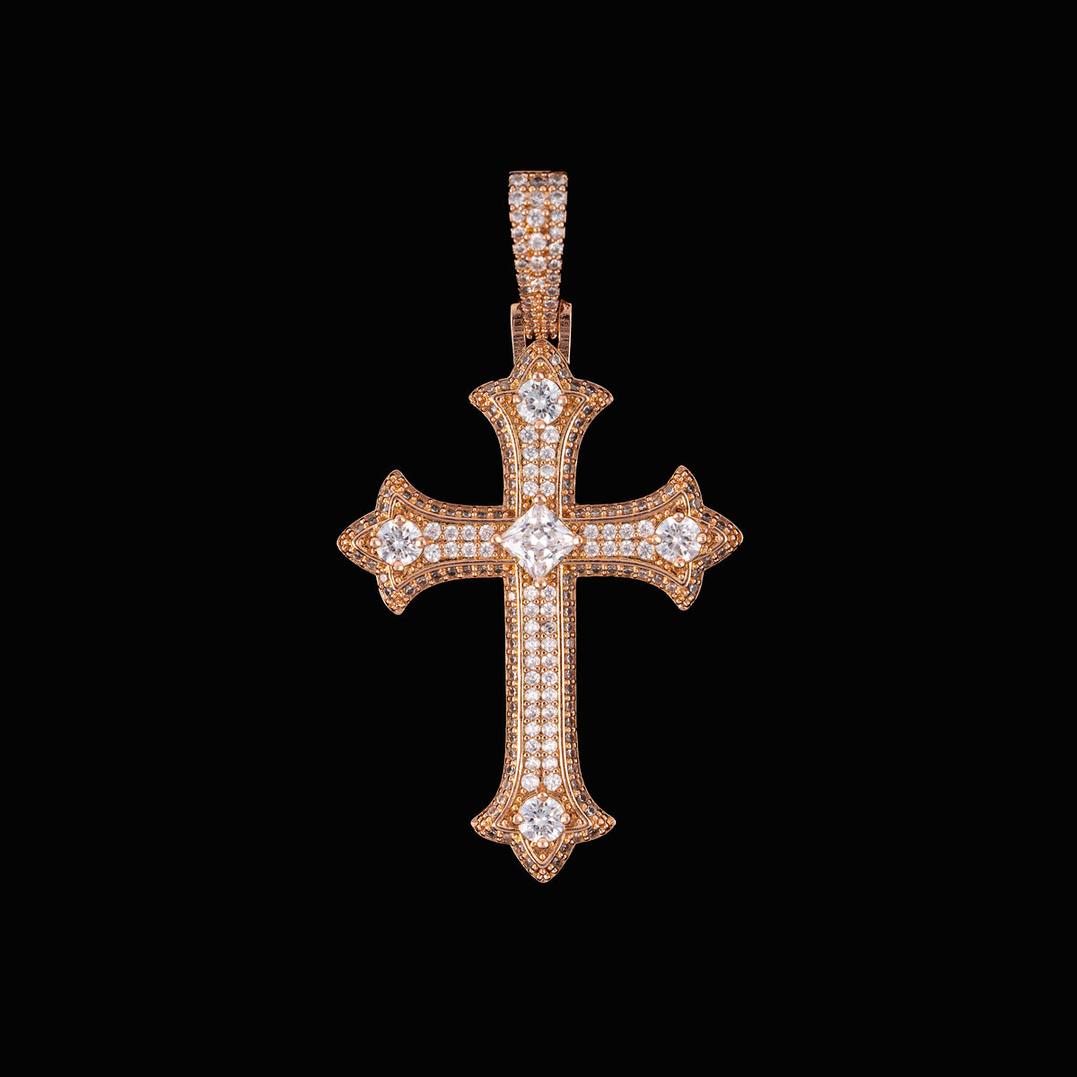 Iced Out Cross Pendant with Center Stone – Moissanite Faith Necklace Charm – alternate product view 7