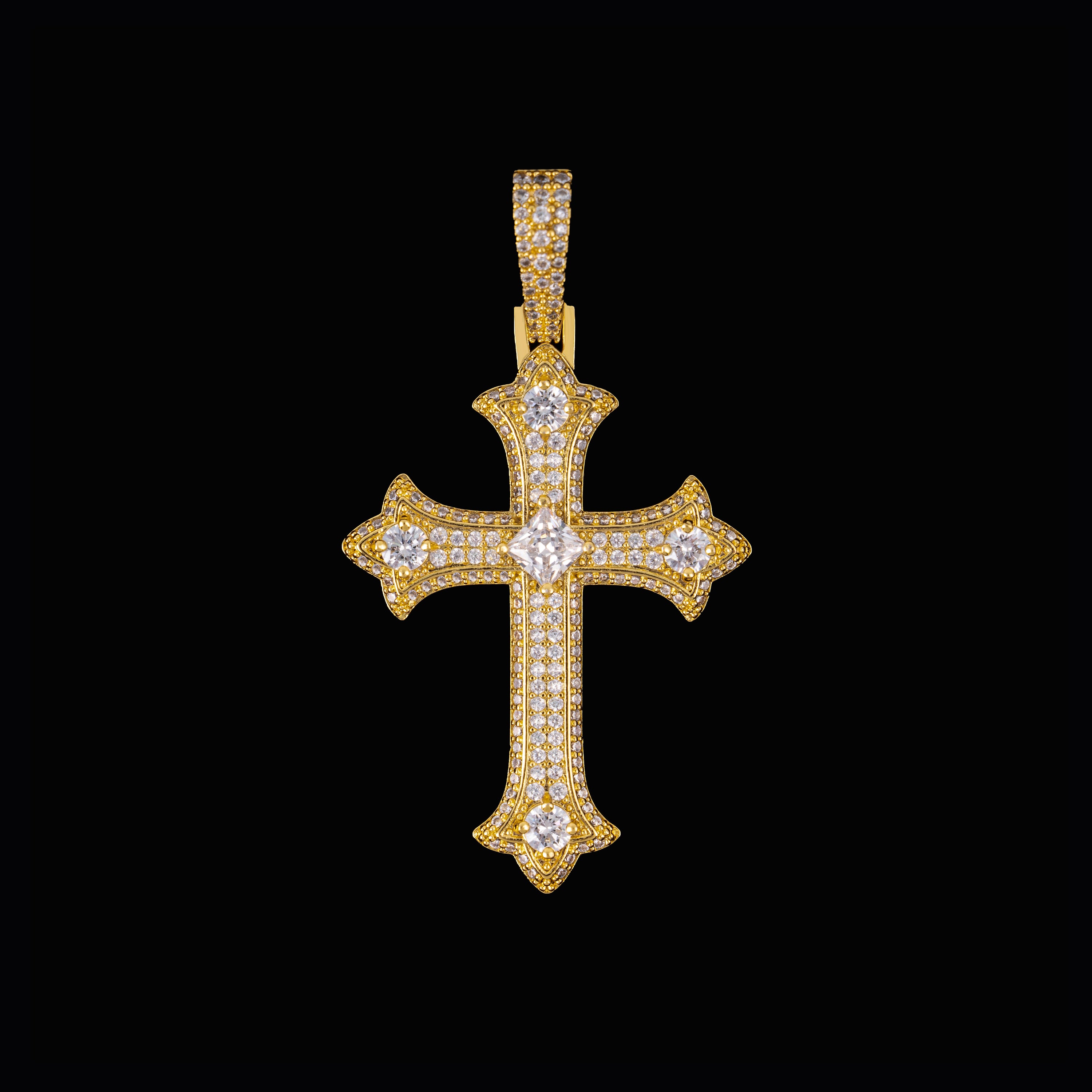 Iced Out Cross Pendant with Center Stone – Moissanite Faith Necklace Charm – alternate product view 8