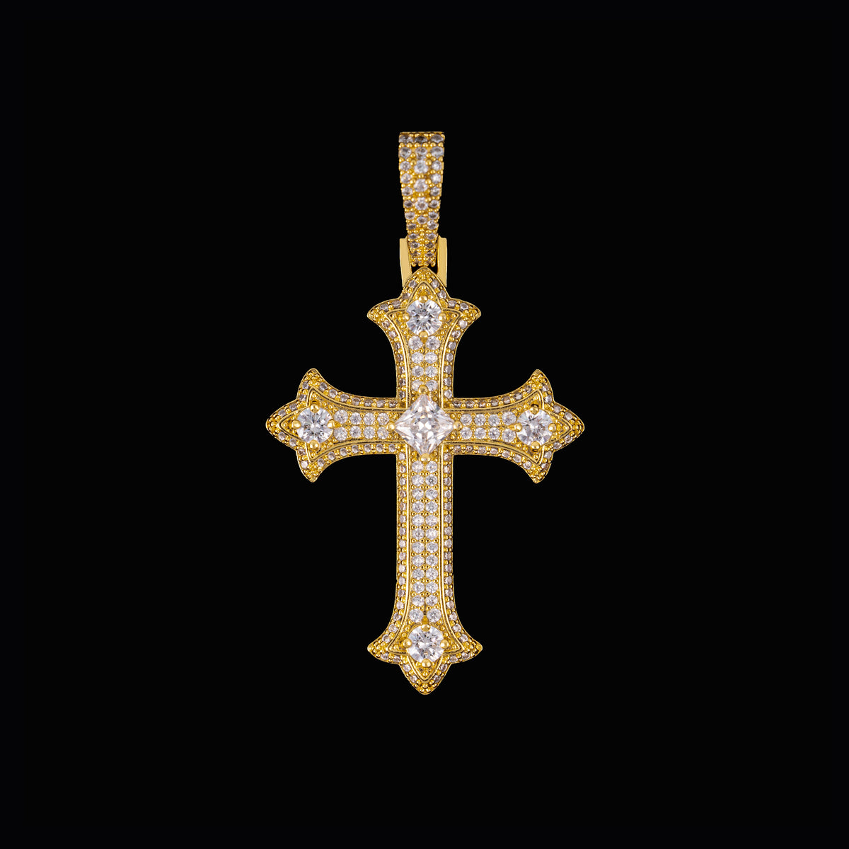 Iced Out Cross Pendant with Center Stone – Moissanite Faith Necklace Charm – alternate product view 8