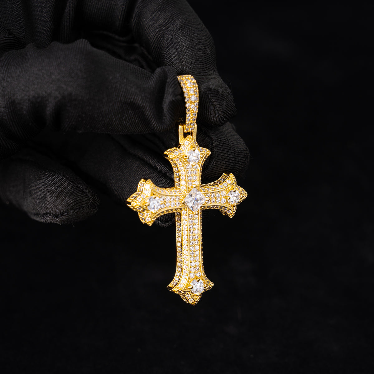 Iced Out Cross Pendant with Center Stone – Moissanite Faith Necklace Charm – alternate product view 9