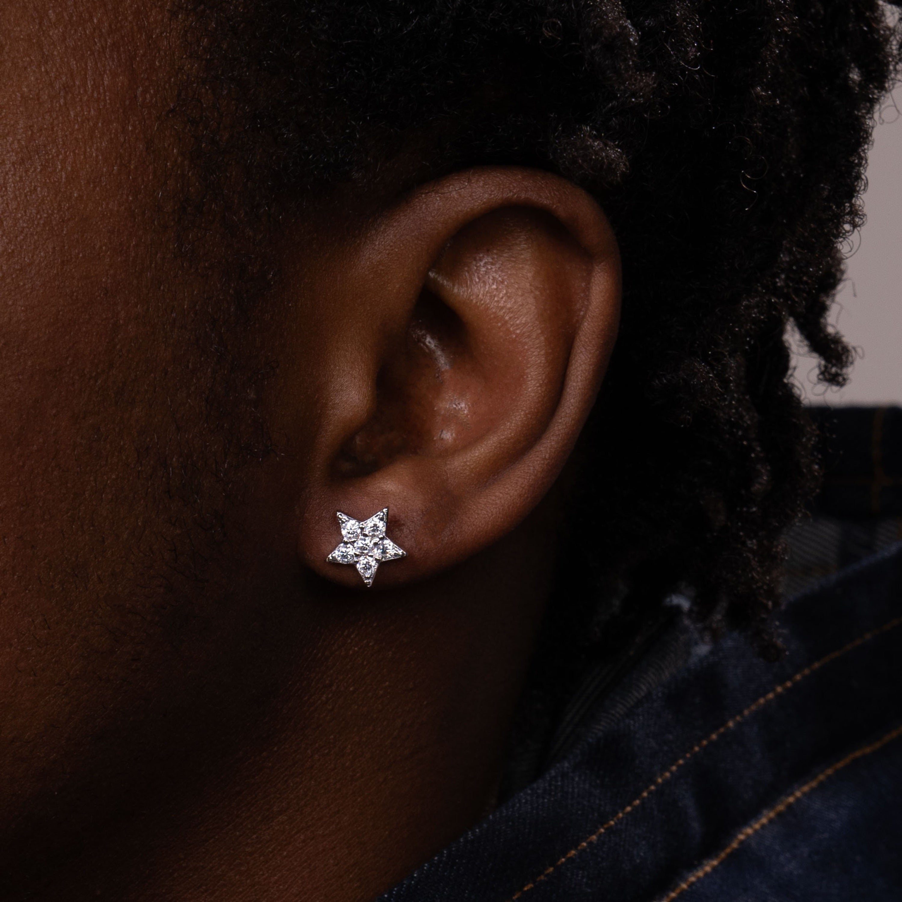 10MM Iced Out Star Moissanite Stud Earrings Five Point Star Pavé Design by Sommarnox