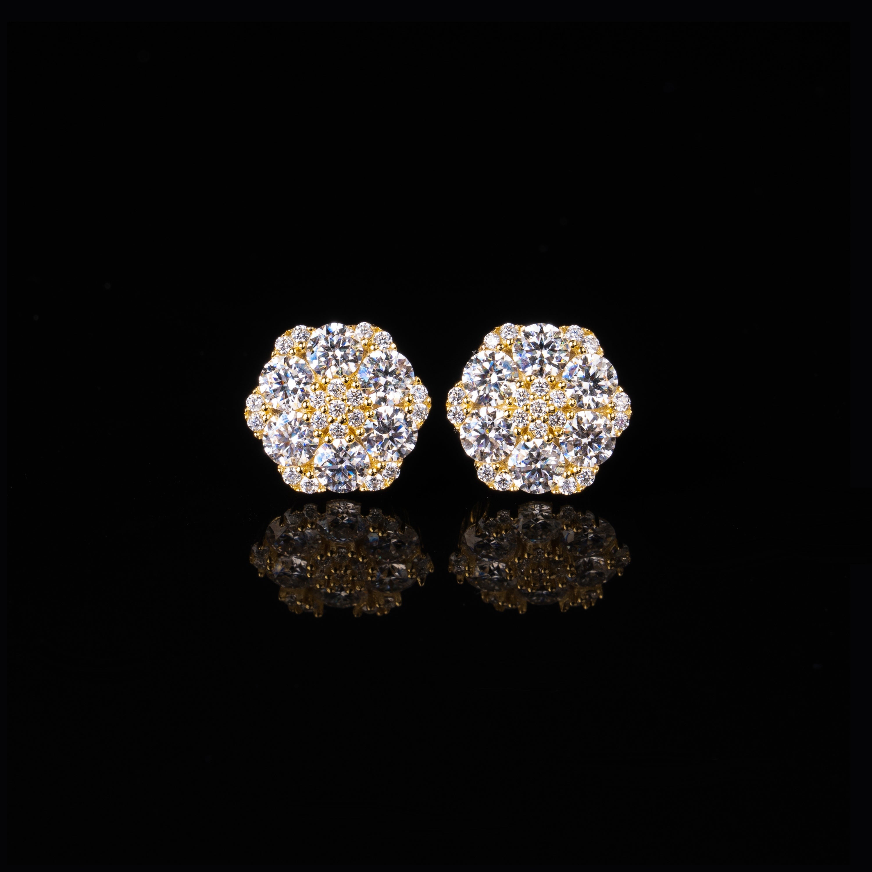 12×13.5MM Round Cluster Moissanite Flower Stud Earrings VVS Screw Back – alternate product view 2