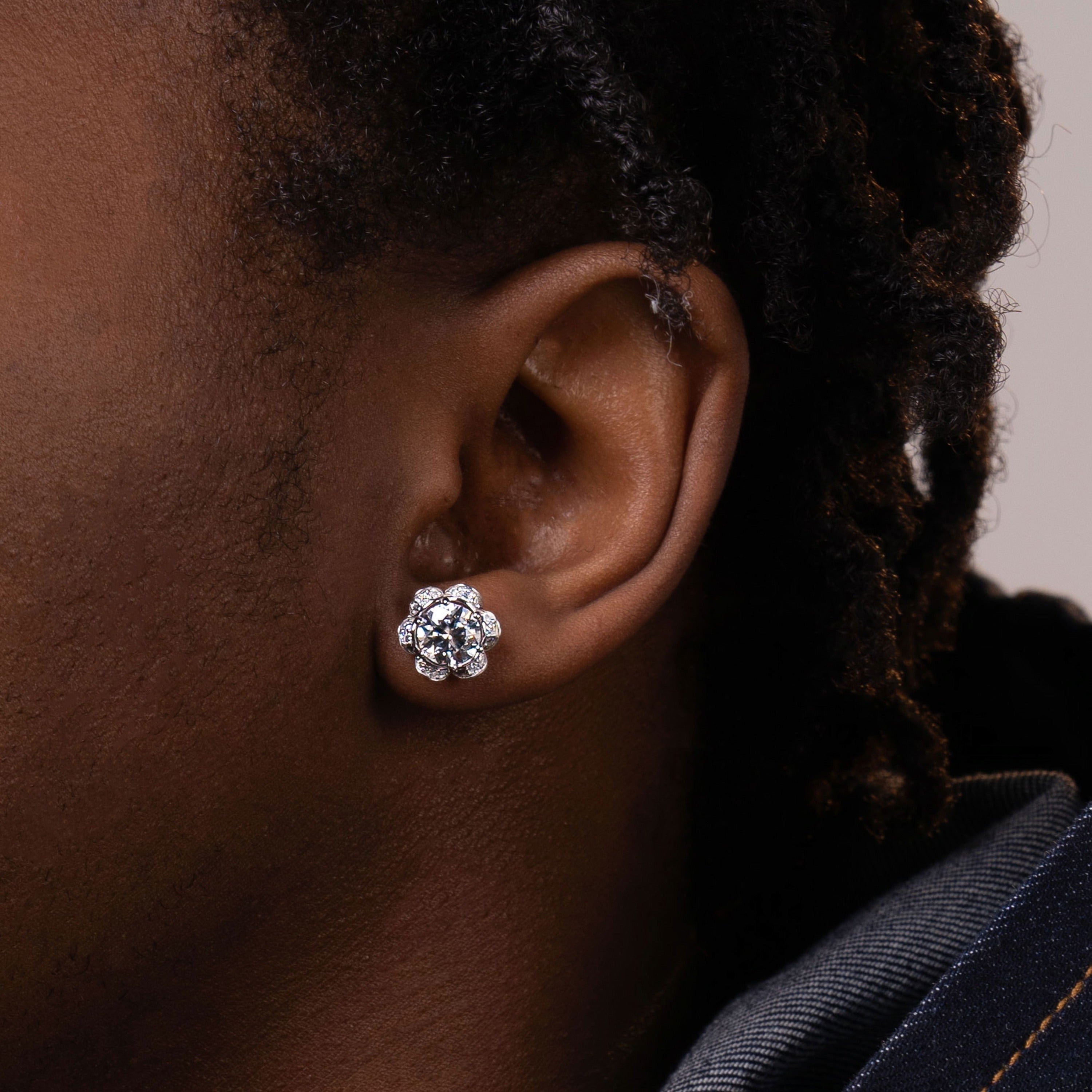 10×10.8MM Flower Moissanite Stud Earrings VVS Round Center Petal Pavé Screw Back by Sommarnox