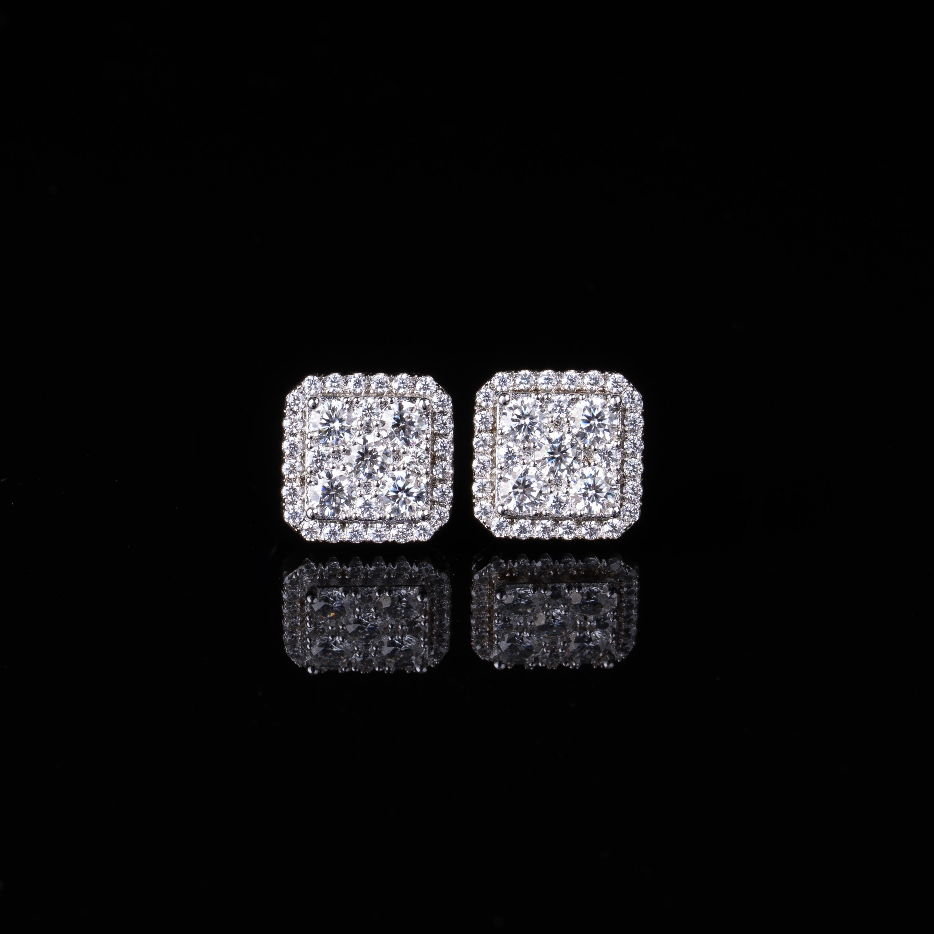 10.5MM Cushion Shape Cluster Moissanite Stud Earrings VVS Halo Screw Back by Sommarnox