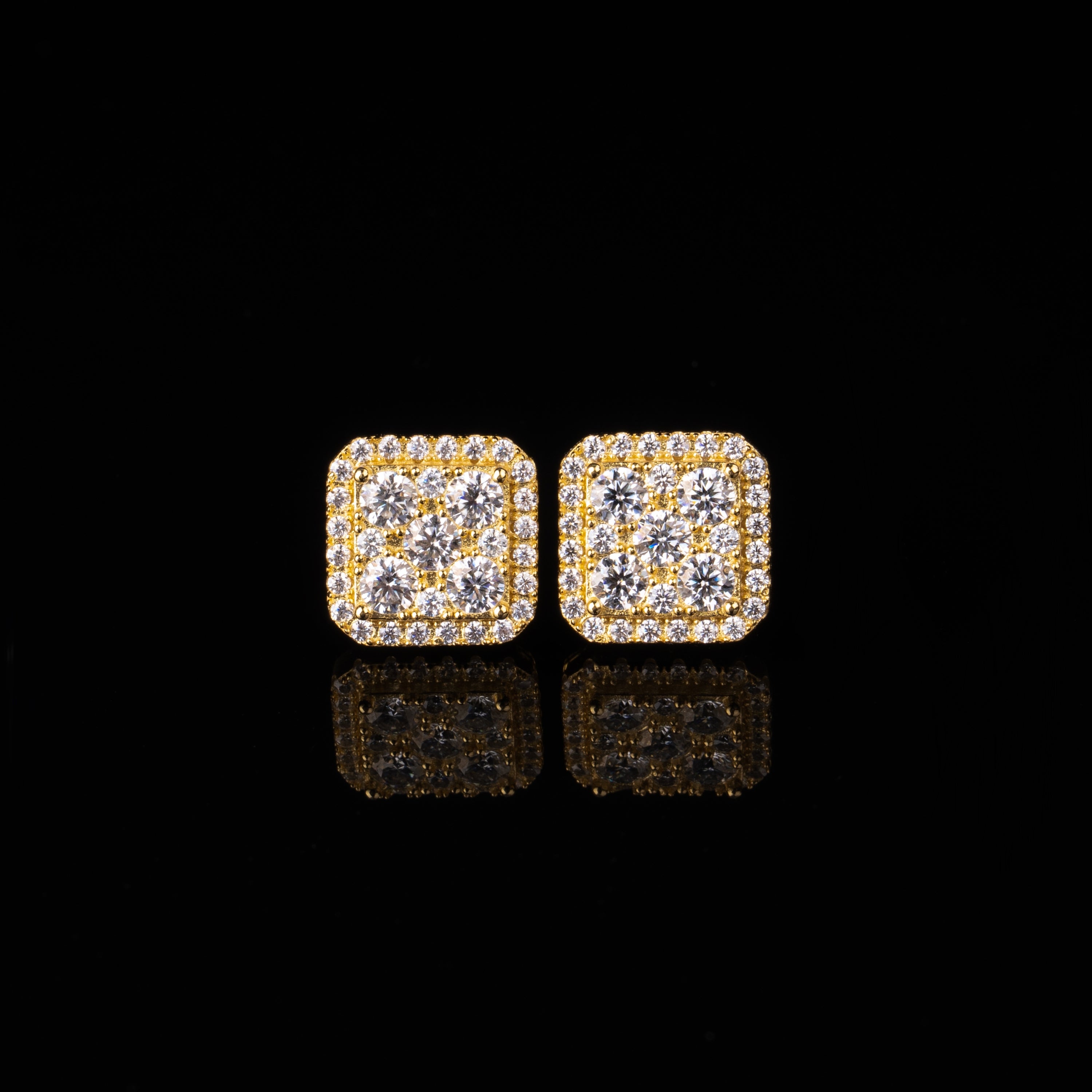 10.5MM Cushion Shape Cluster Moissanite Stud Earrings VVS Halo Screw Back – alternate product view 3