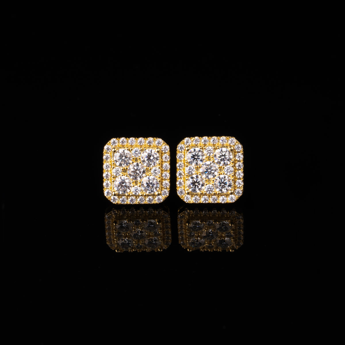 10.5MM Cushion Shape Cluster Moissanite Stud Earrings VVS Halo Screw Back – alternate product view 3