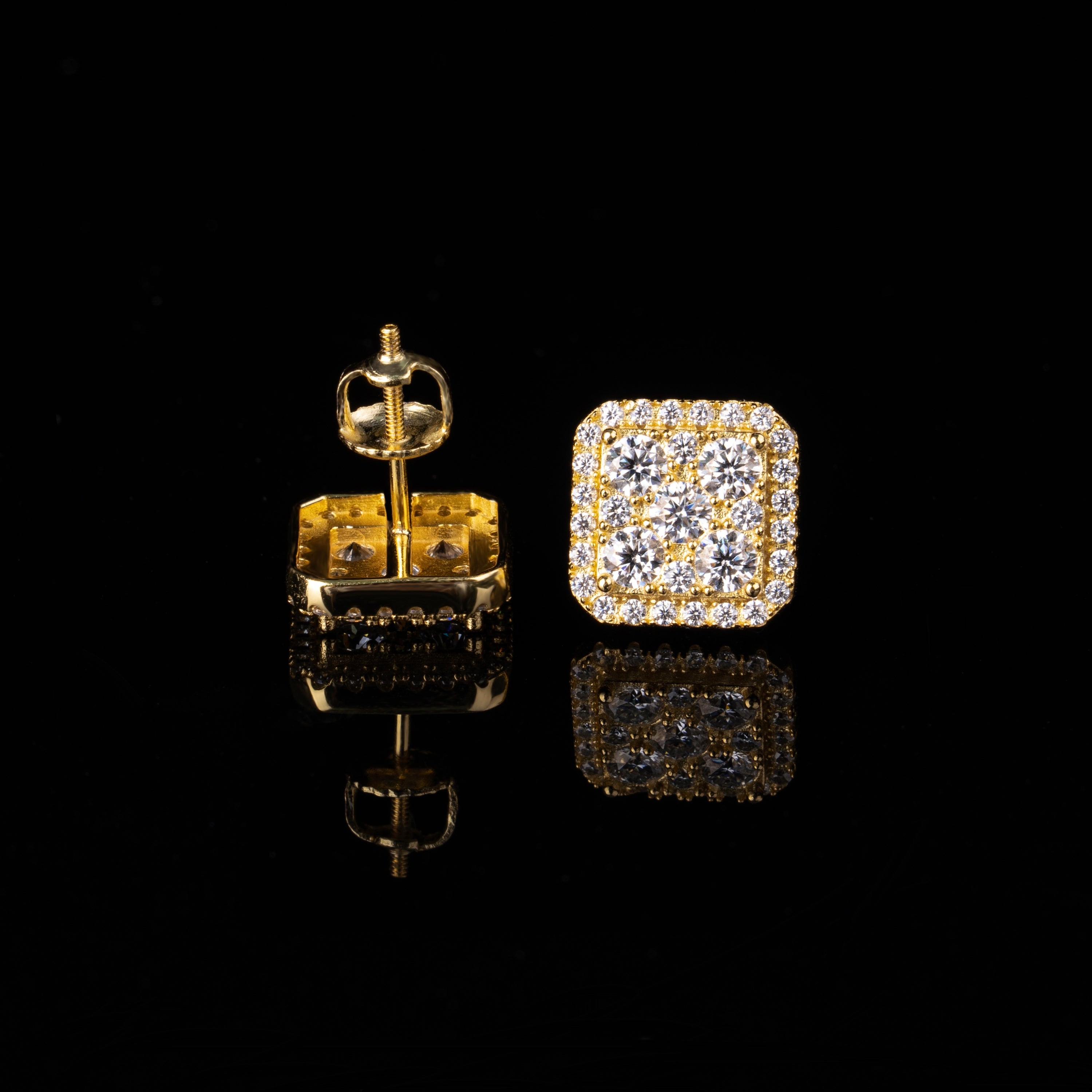 10.5MM Cushion Shape Cluster Moissanite Stud Earrings VVS Halo Screw Back – alternate product view 4