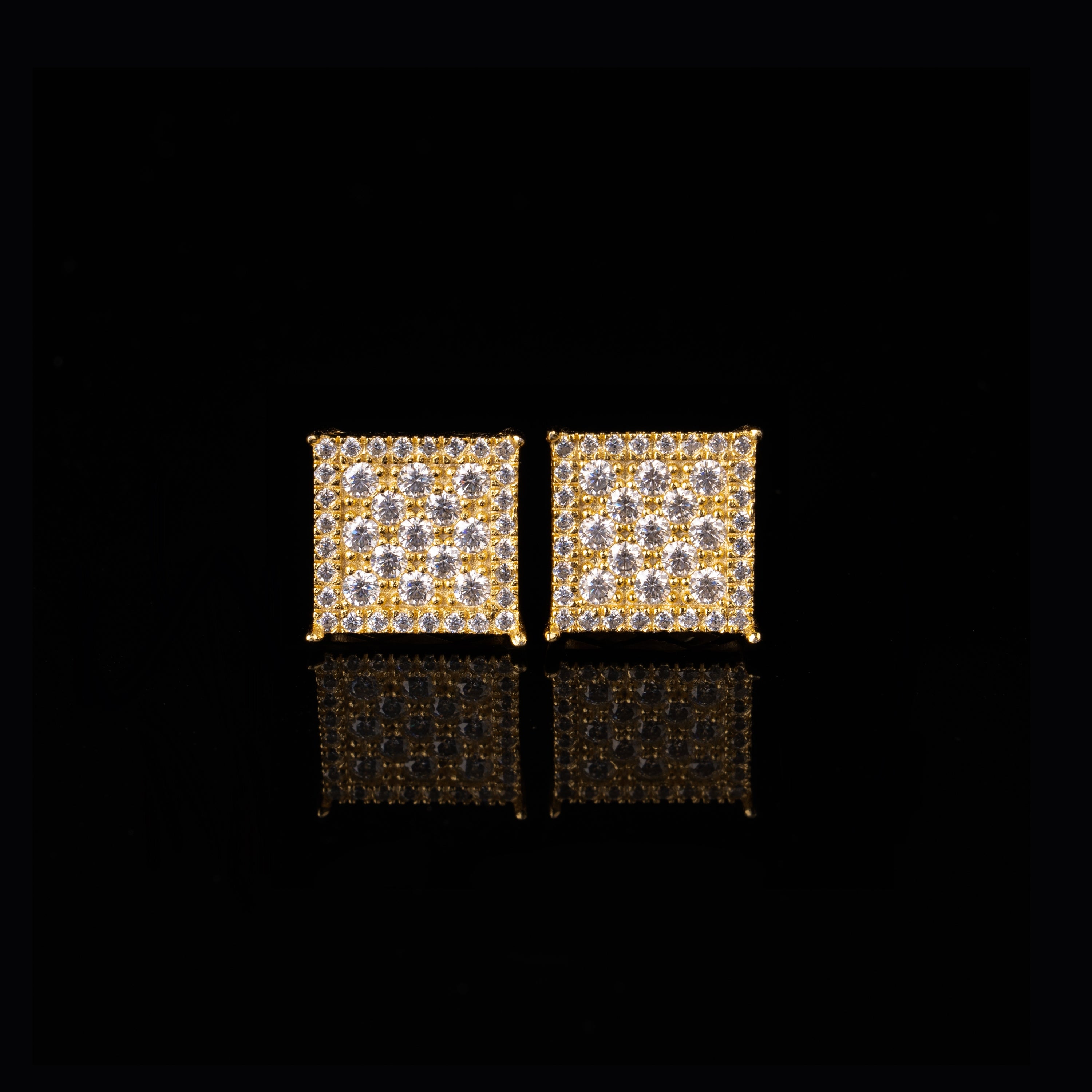 11MM Square Cluster Moissanite Stud Earrings VVS Pavé Screw Back by Sommarnox