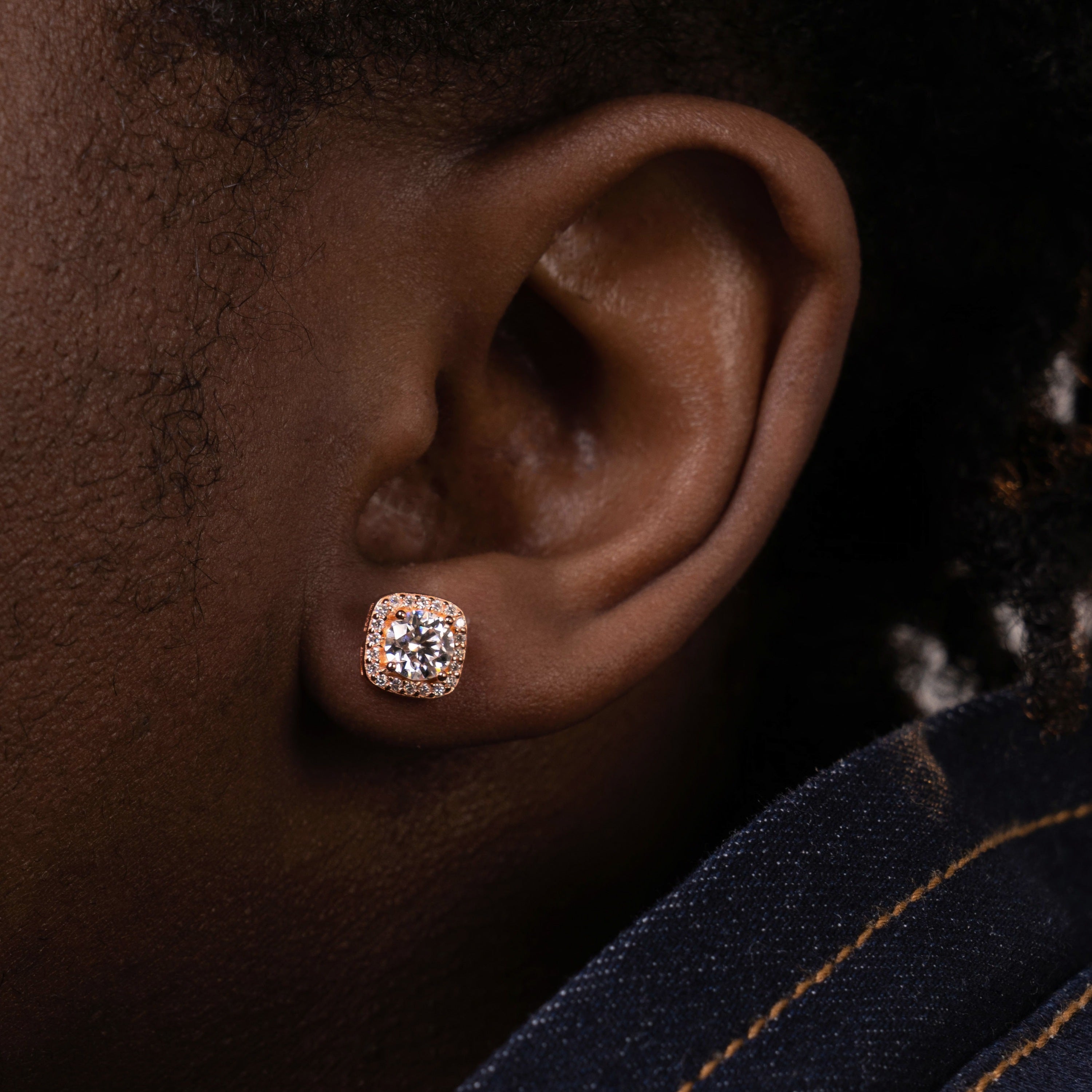 7.5MM Round Center Moissanite Stud Earrings VVS Cushion Halo Prong Set Screw Back by Sommarnox