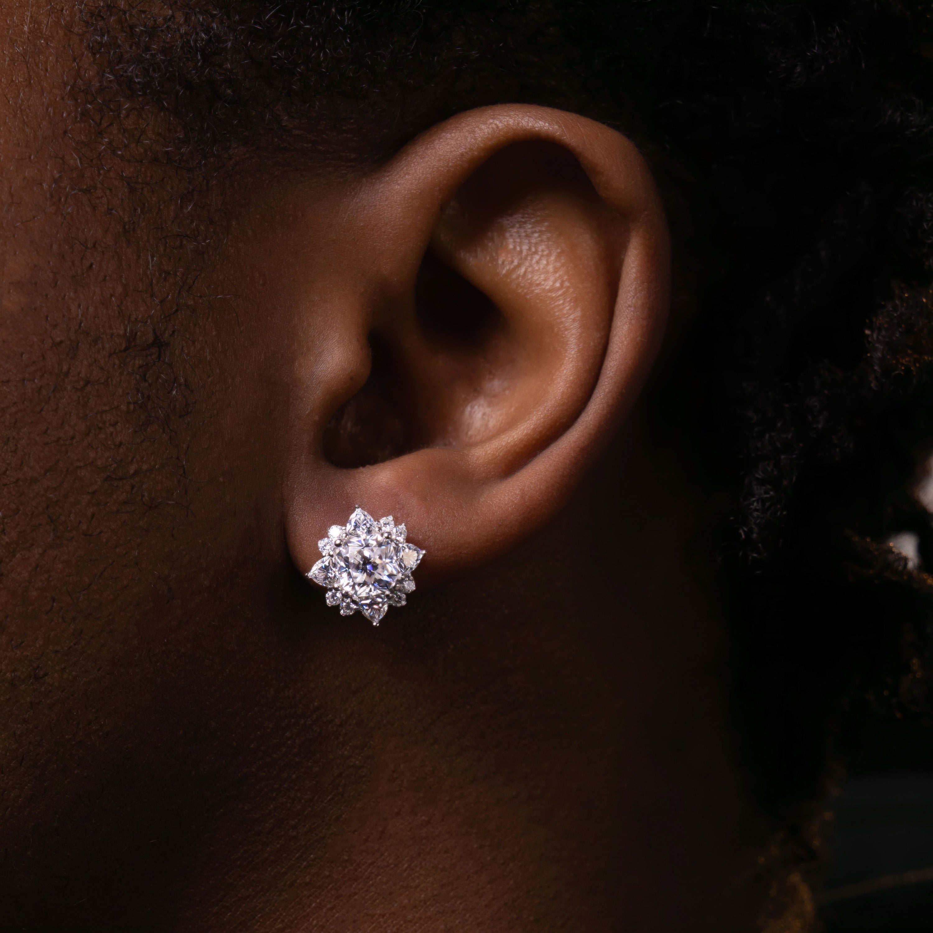 12×12MM Cushion Cut Moissanite Stud Earrings VVS Starburst Cluster Screw Back by Sommarnox