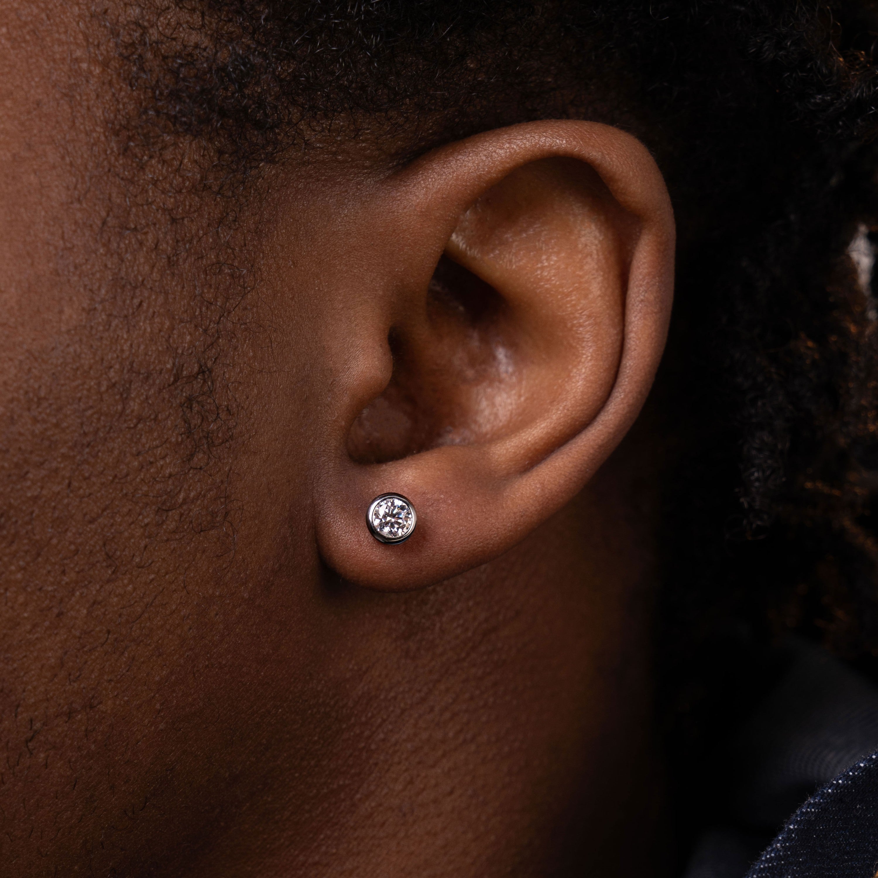 4MM 5MM 6.5MM Round Moissanite Bezel Stud Earrings VVS Minimalist Screw Back by Sommarnox