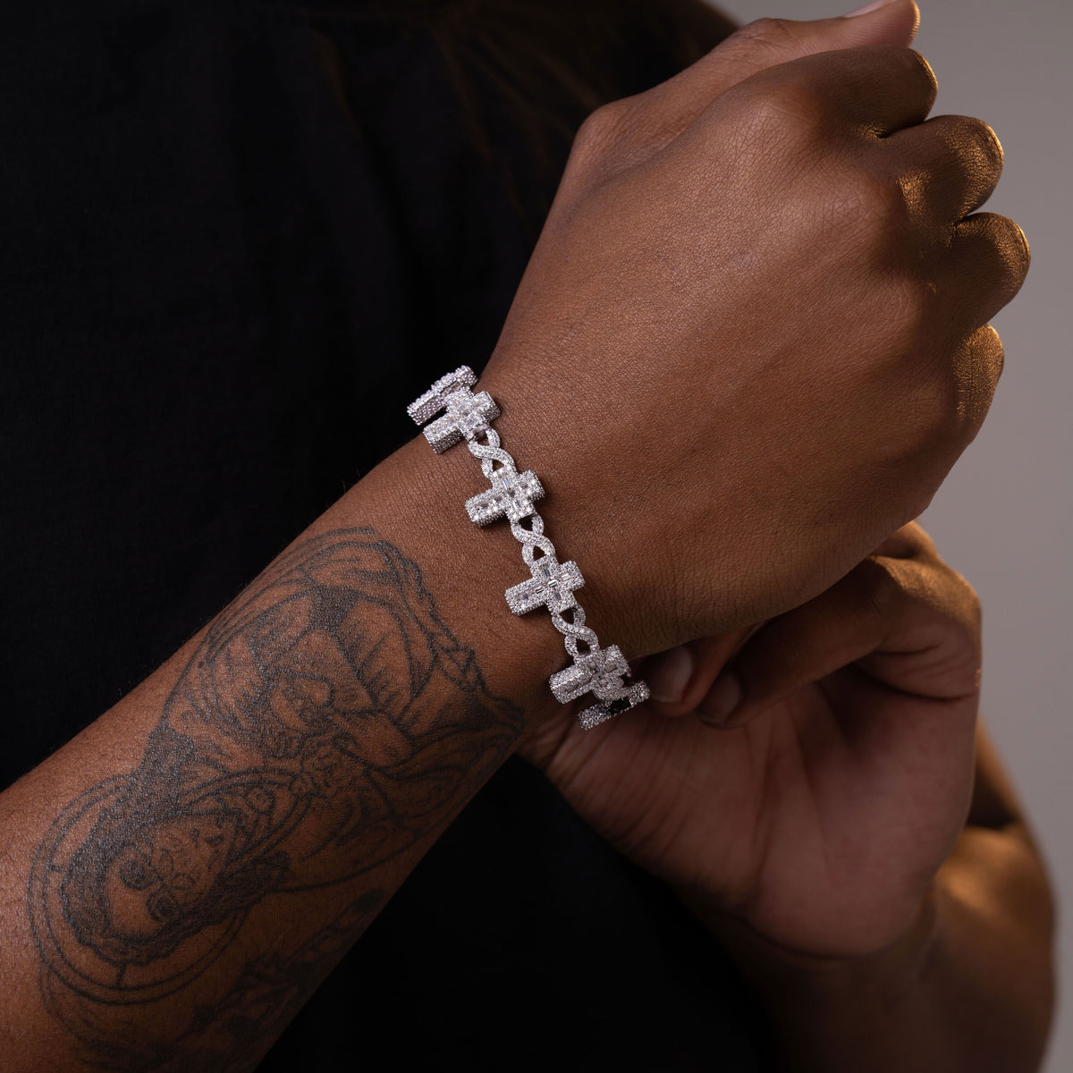 10MM Baguette Moissanite Cross Tennis Necklace & Bracelet – alternate product view 2