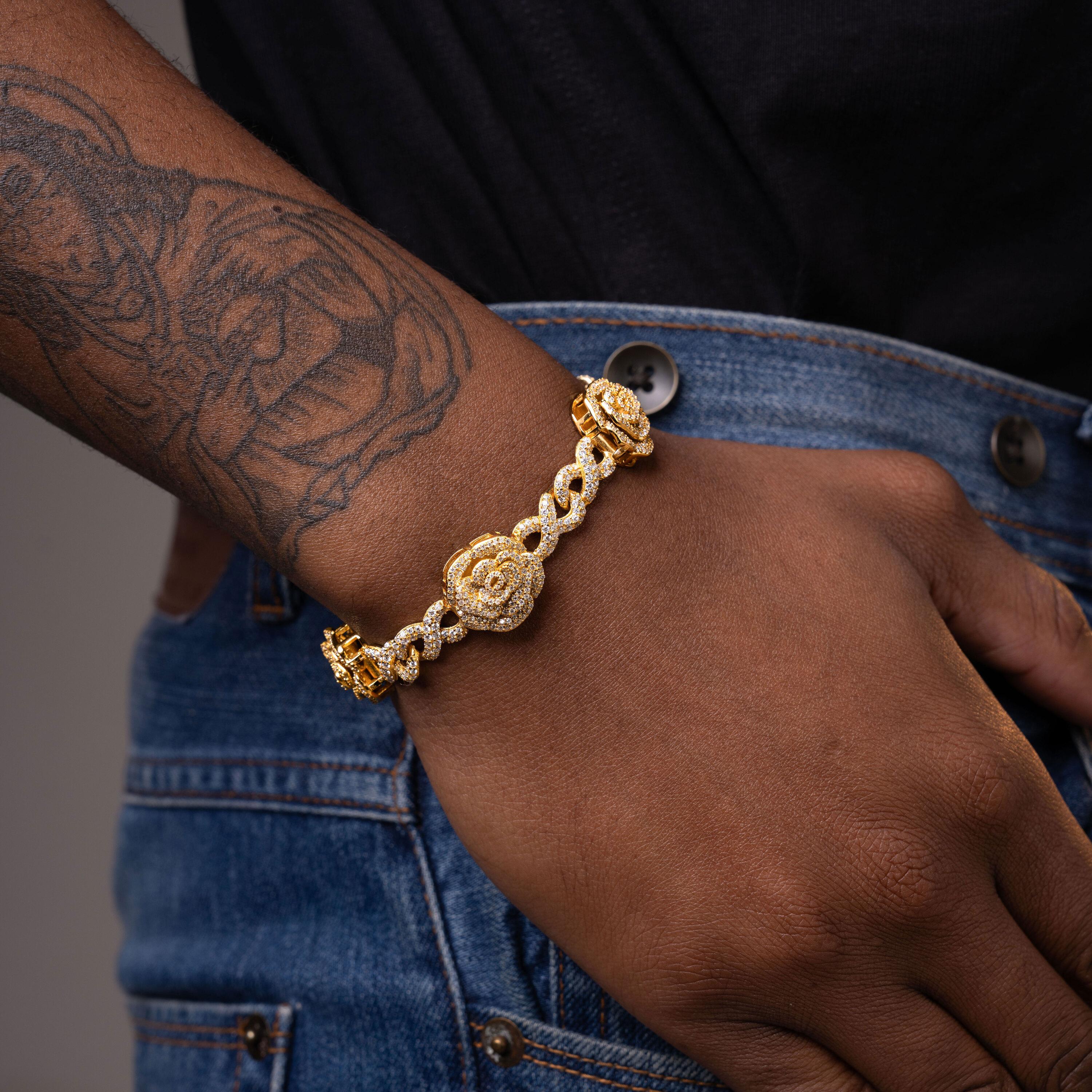 12MM Iced Out Moissanite Rose Flower Cuban Link Bracelet – alternate product view 3