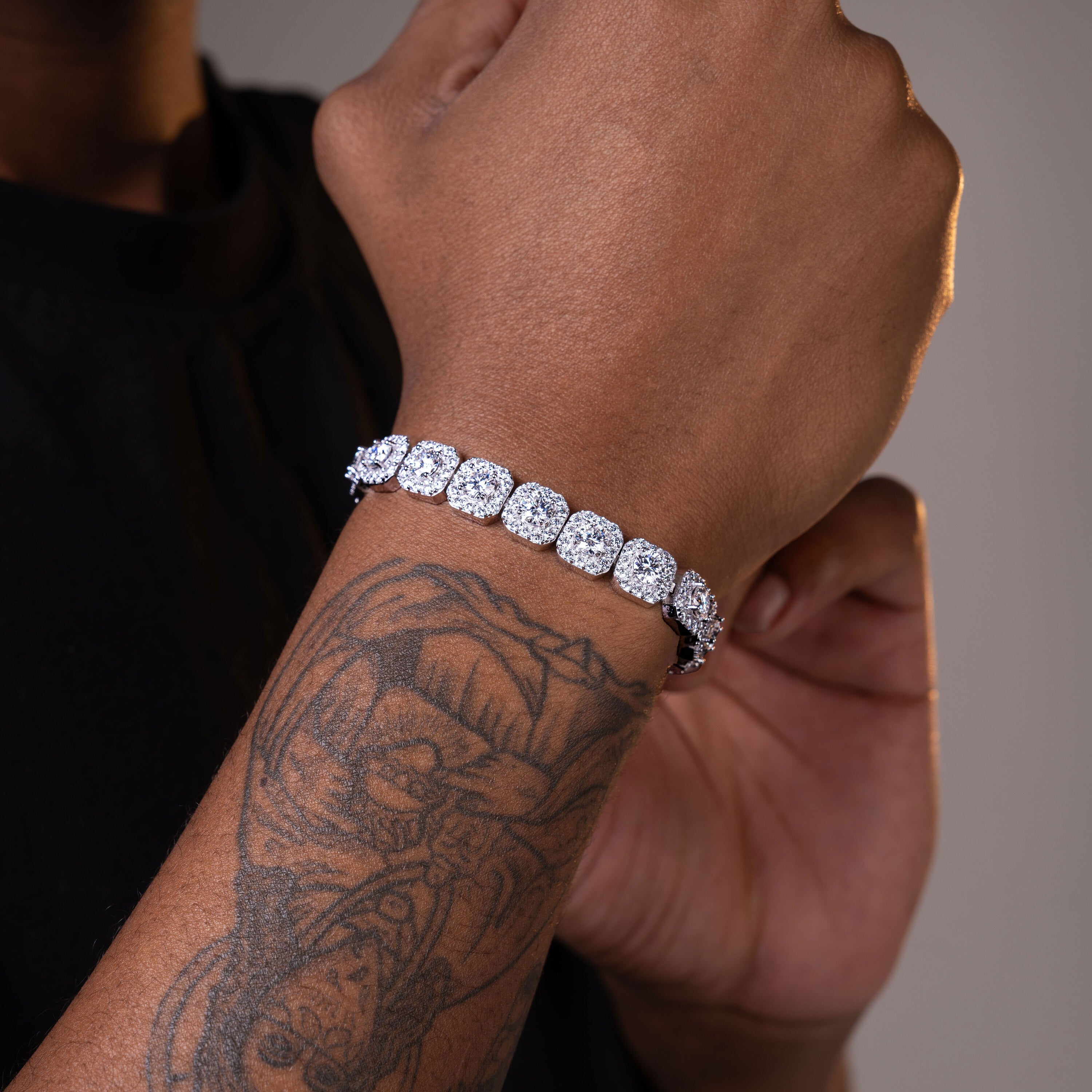 10MM Iced Out Moissanite Square Tennis Chain Bracelet – alternate product view 4