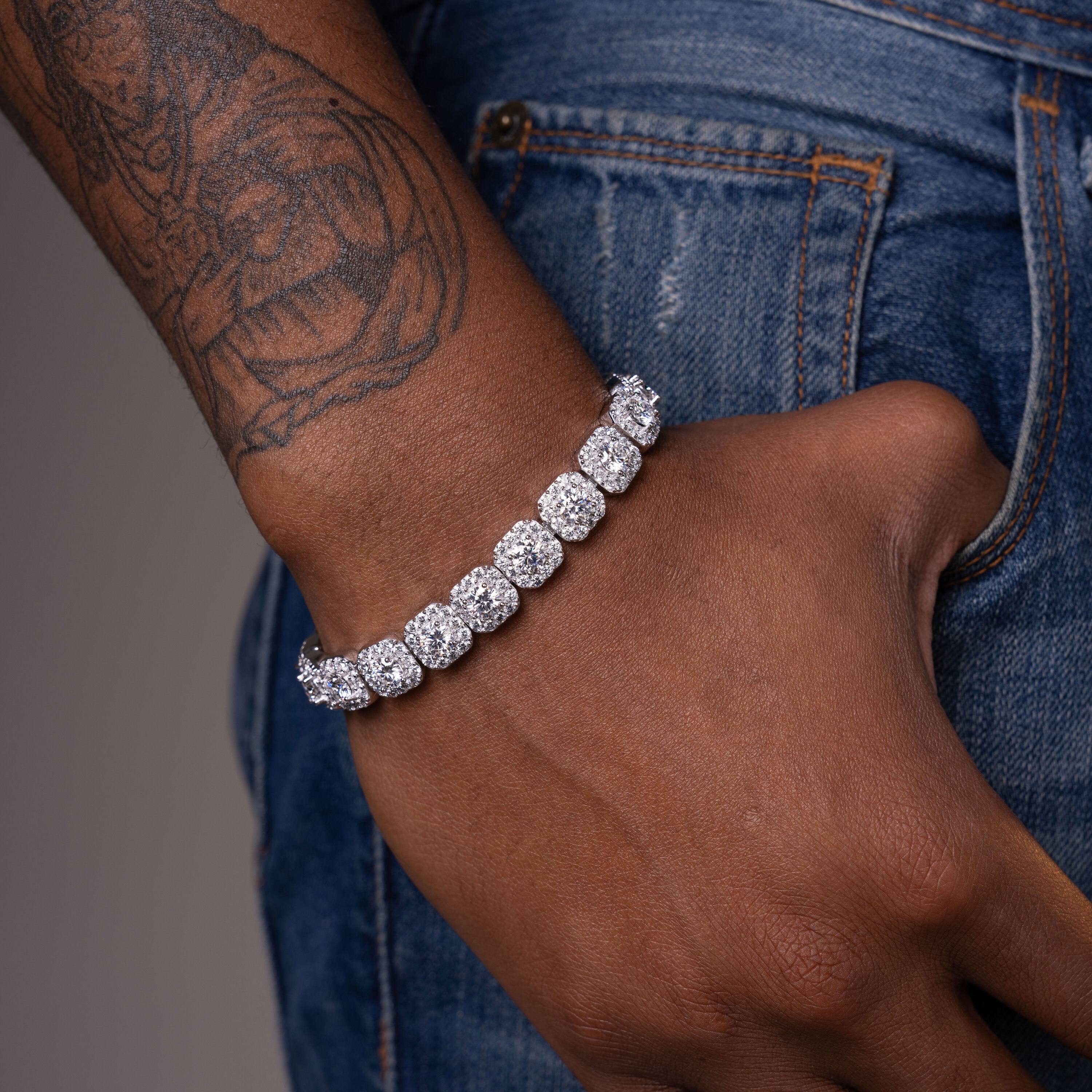 10MM Iced Out Moissanite Square Tennis Chain Bracelet by Sommarnox
