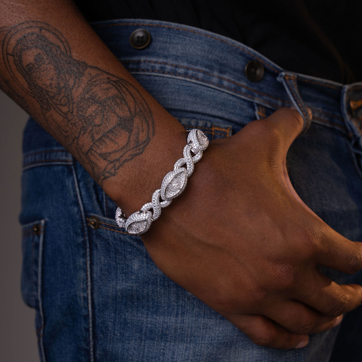13MM Iced Out Evil Eye Moissanite Hip Hop Cuban Bracelet – alternate product view 2