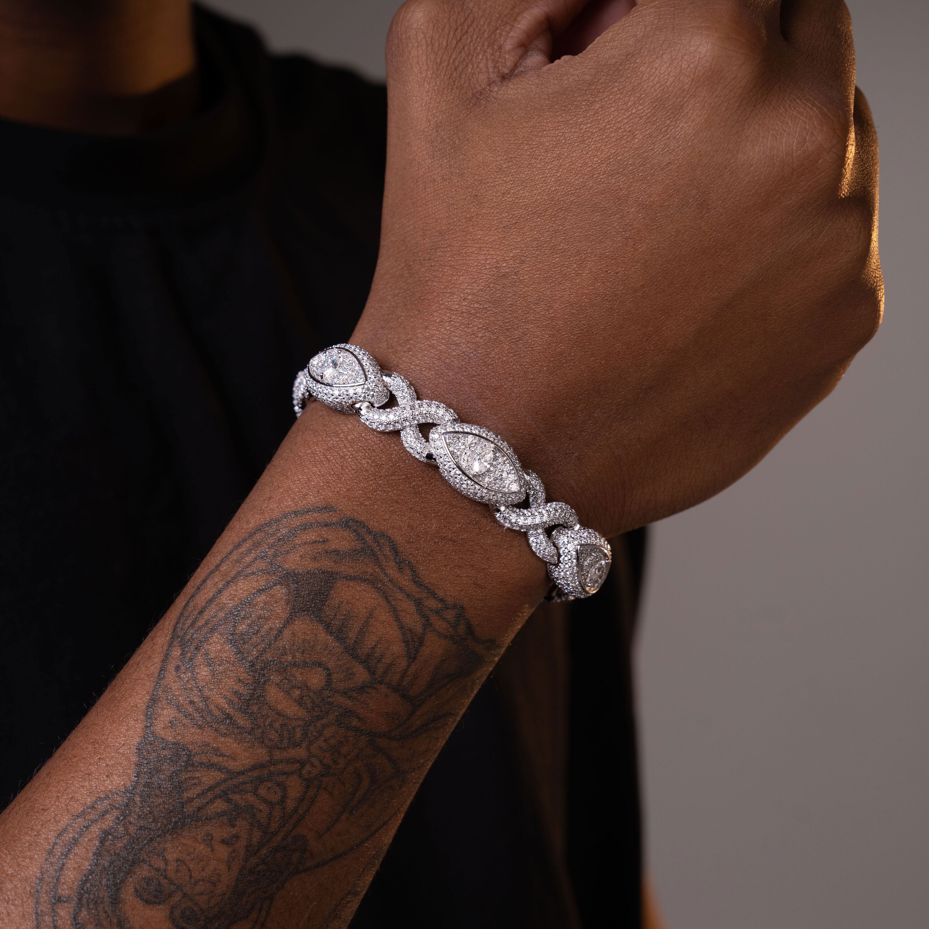 13MM Iced Out Evil Eye Moissanite Hip Hop Cuban Bracelet – alternate product view 4