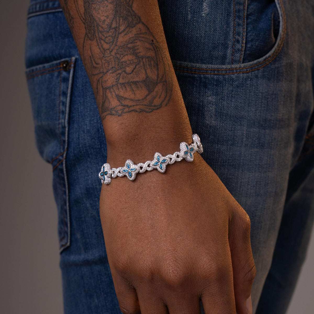15MM 19MM Flower Marquise Cut Moissanite Tennis Chain Bracelet – alternate product view 3