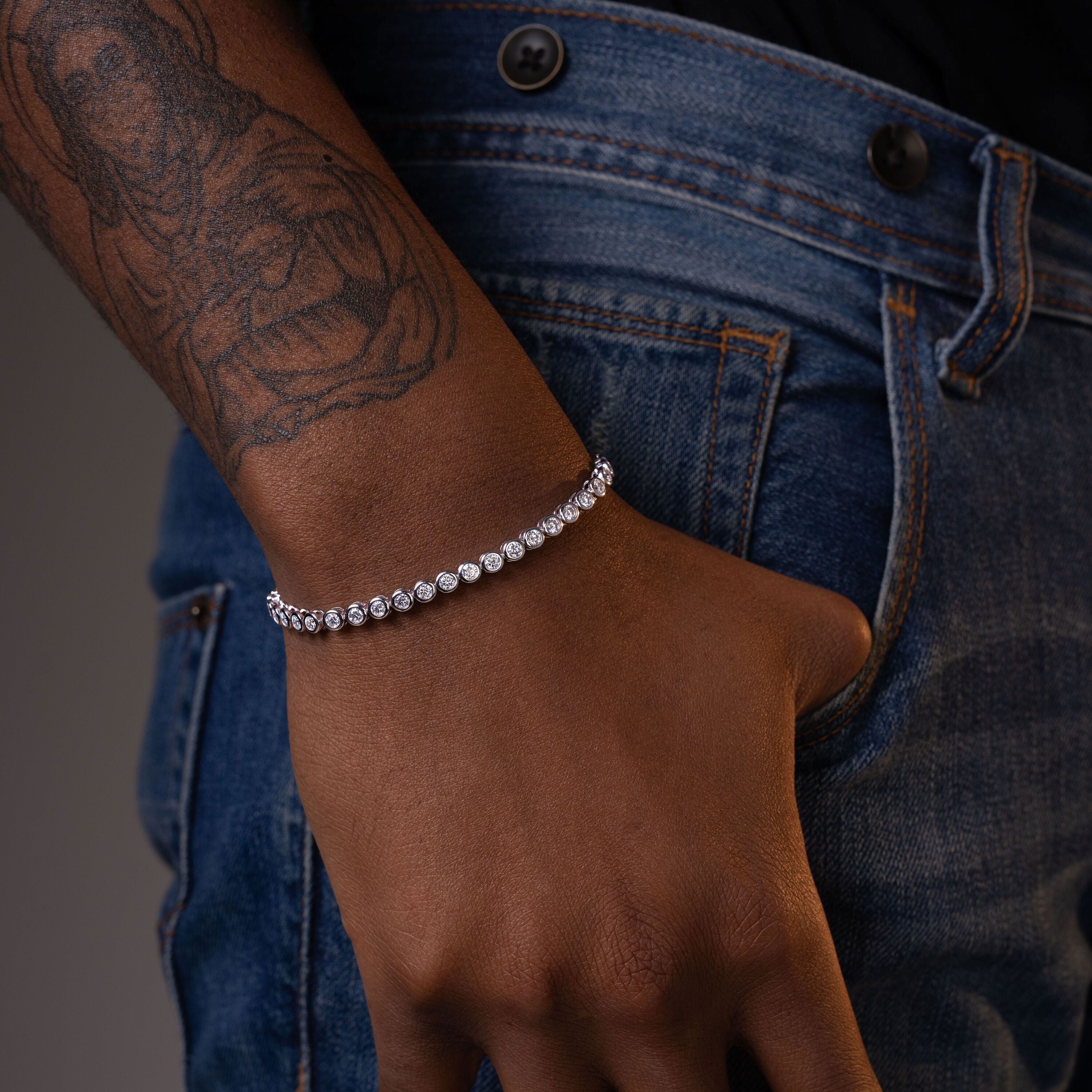 3MM Moissanite Round Bezel Tennis Bracelet – alternate product view 3