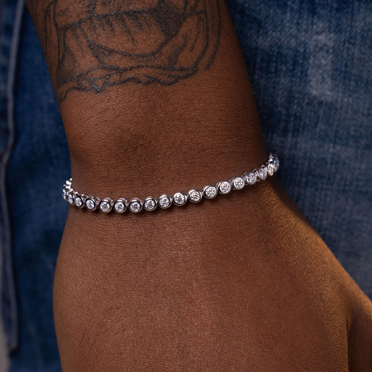 3MM Moissanite Round Bezel Tennis Bracelet by Sommarnox