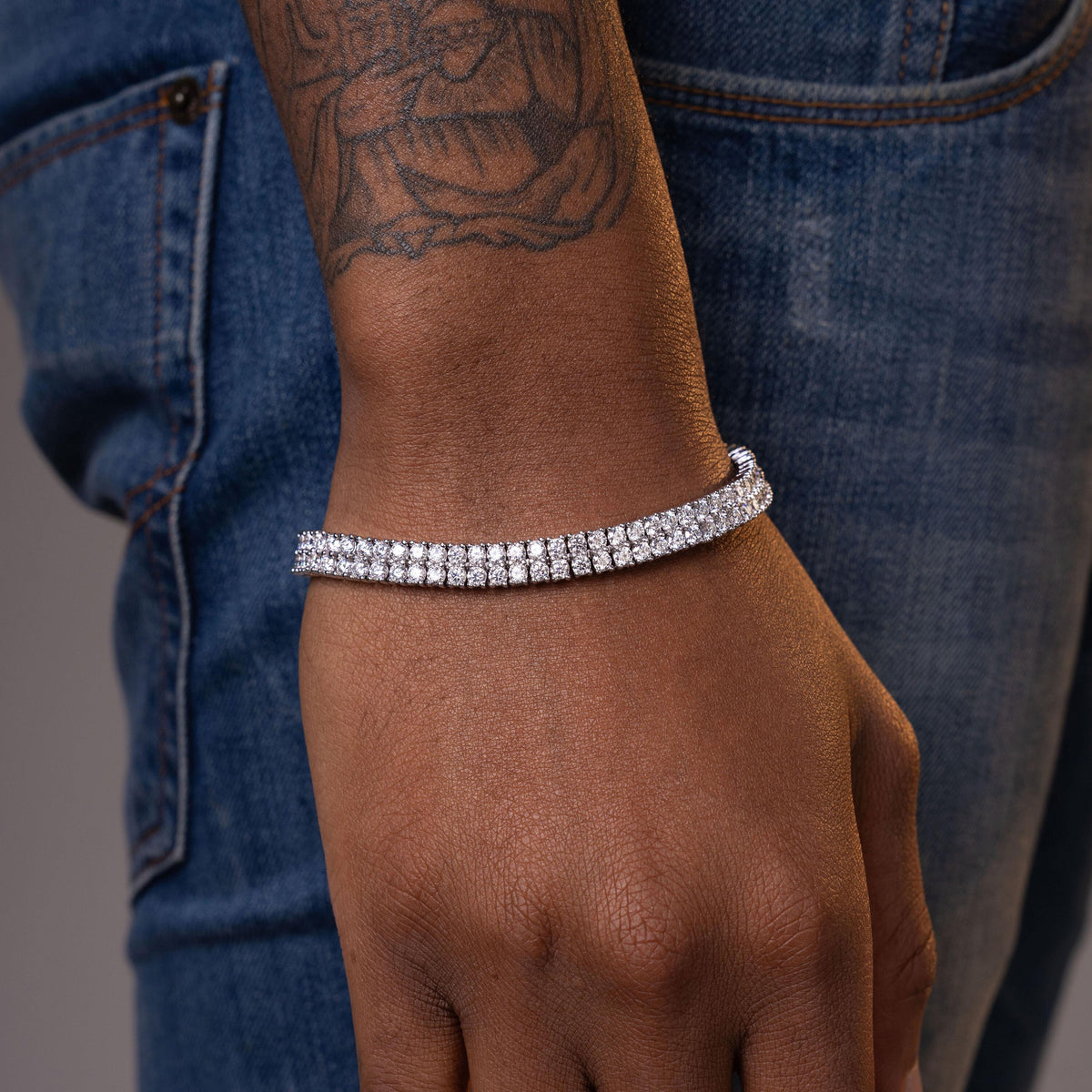 6.6MM 2 Row Moissanite Stone Tennis Bracelet by Sommarnox