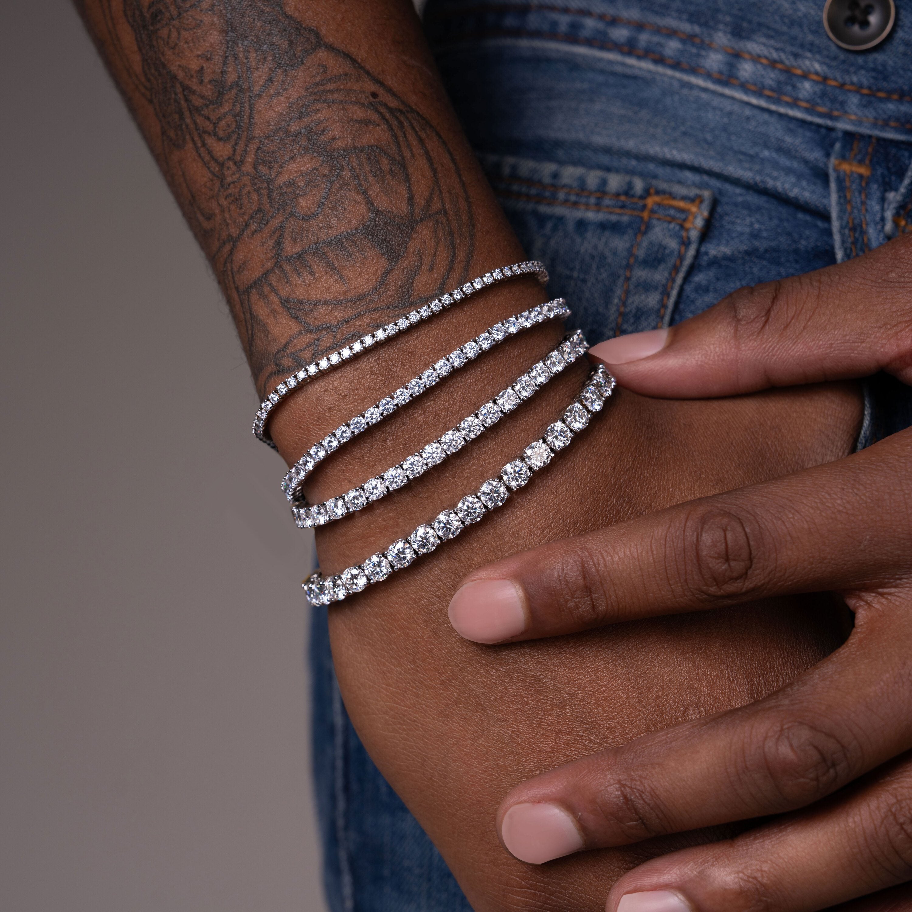3MM 4MM 5MM 6.5MM Moissanite Tennis Bracelet – alternate product view 3