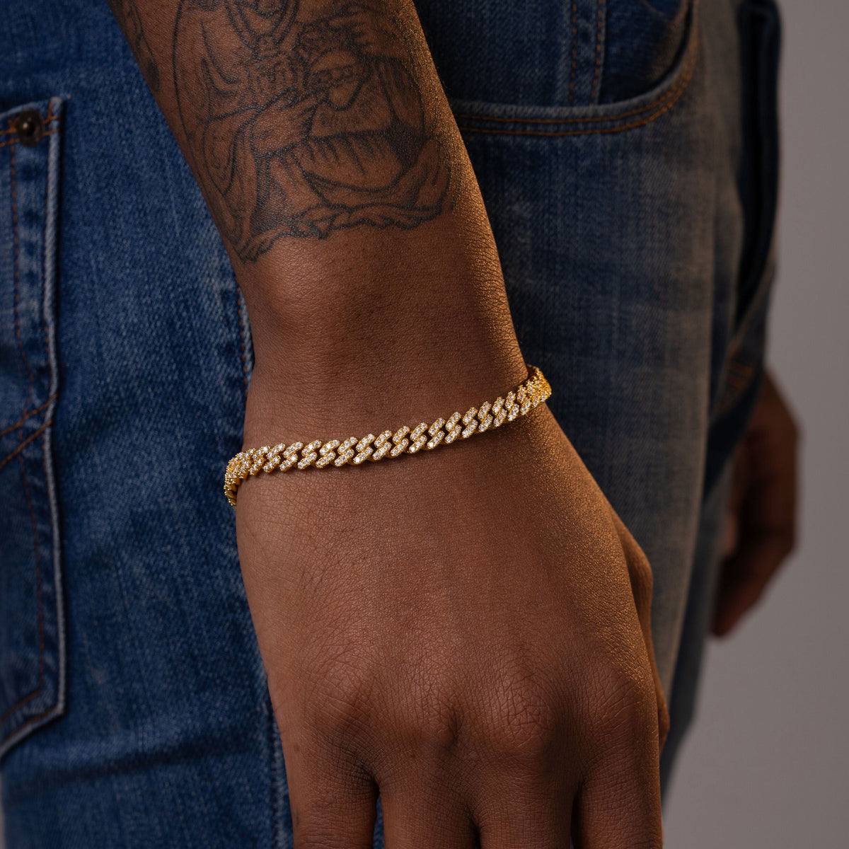 6.5MM 1 Row Stone Cuban Chain Moissanite Necklace & Bracelet – product view