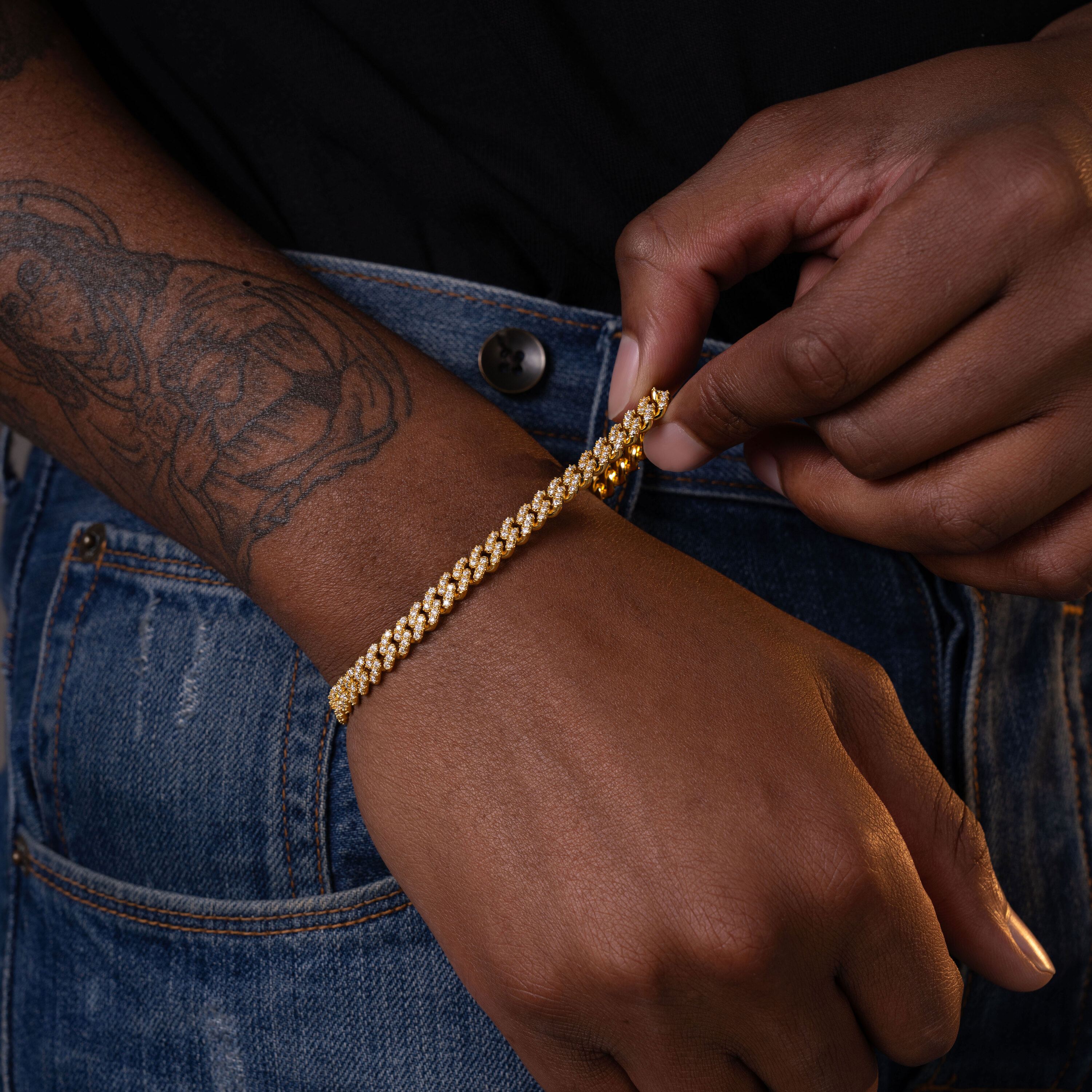 6.5MM 1 Row Stone Cuban Chain Moissanite Necklace Bracelet