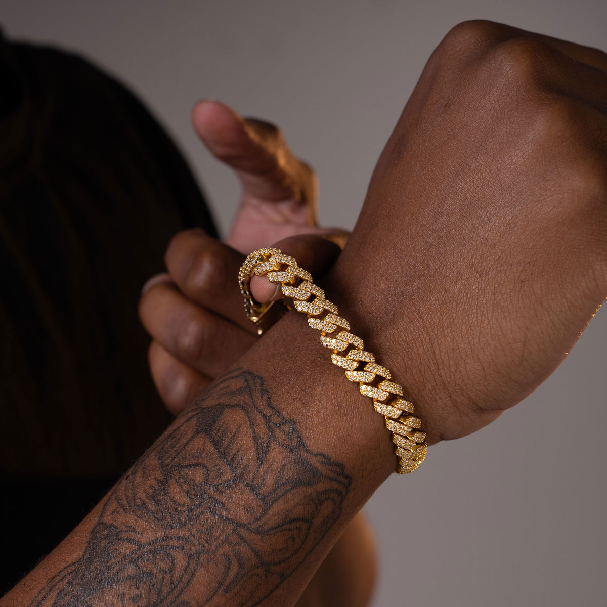 10MM 2 Row Iced Out Moissanite Cuban Chain Necklace & Bracelet – product view