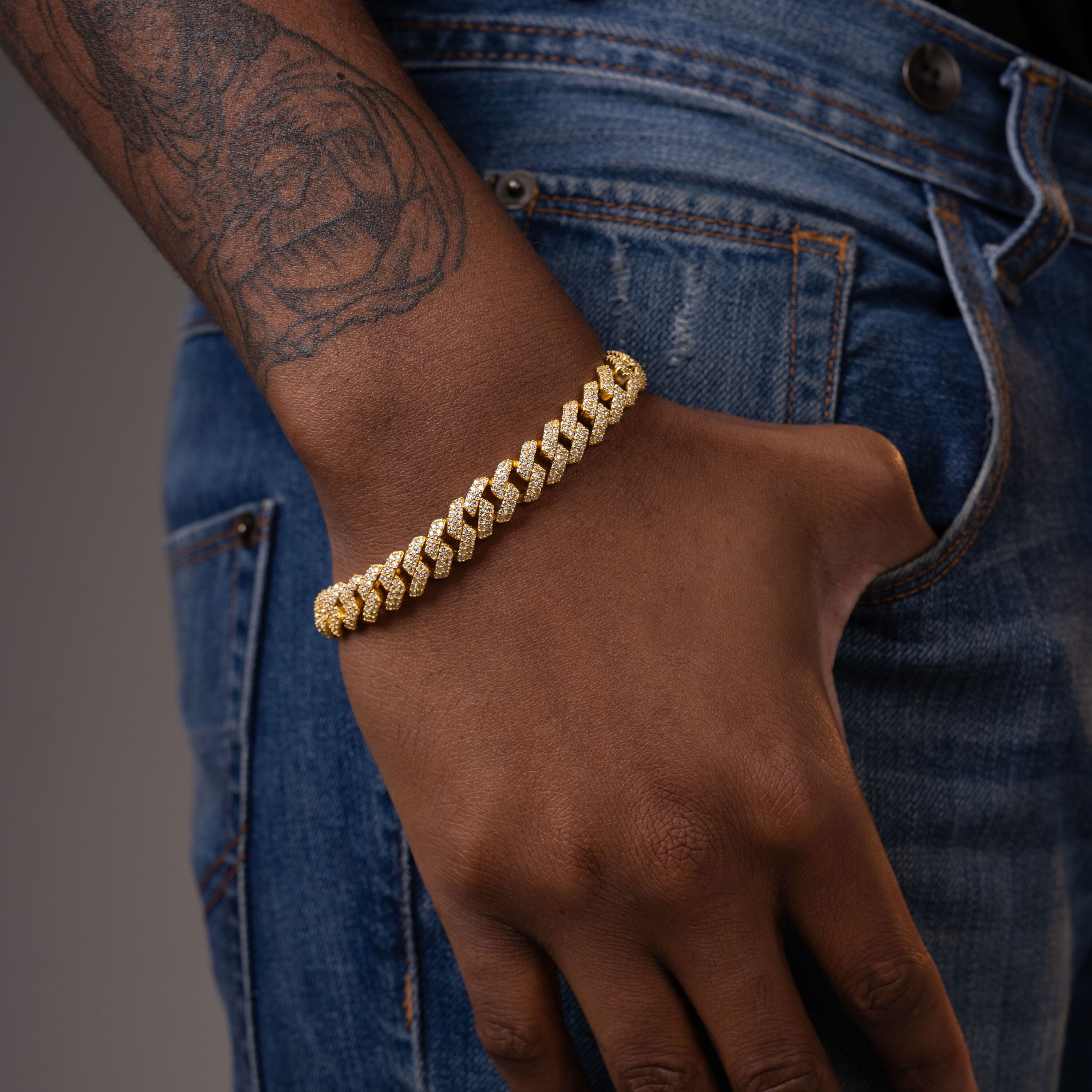 10MM 2 Row Iced Out Moissanite Cuban Chain Necklace & Bracelet – product view