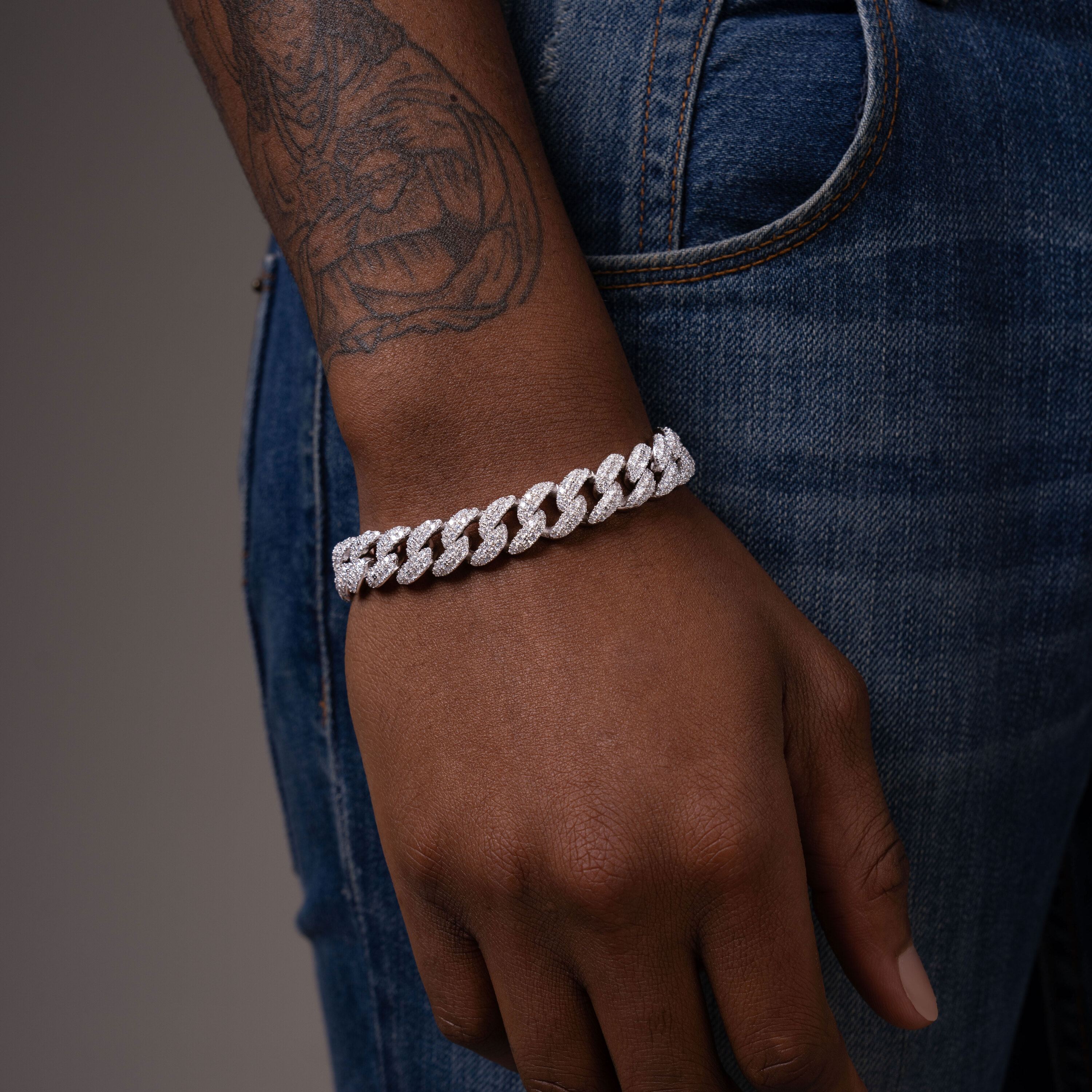 12MM 2 Row Moissanite Miami Cuban Link Chain & Bracelet – product view
