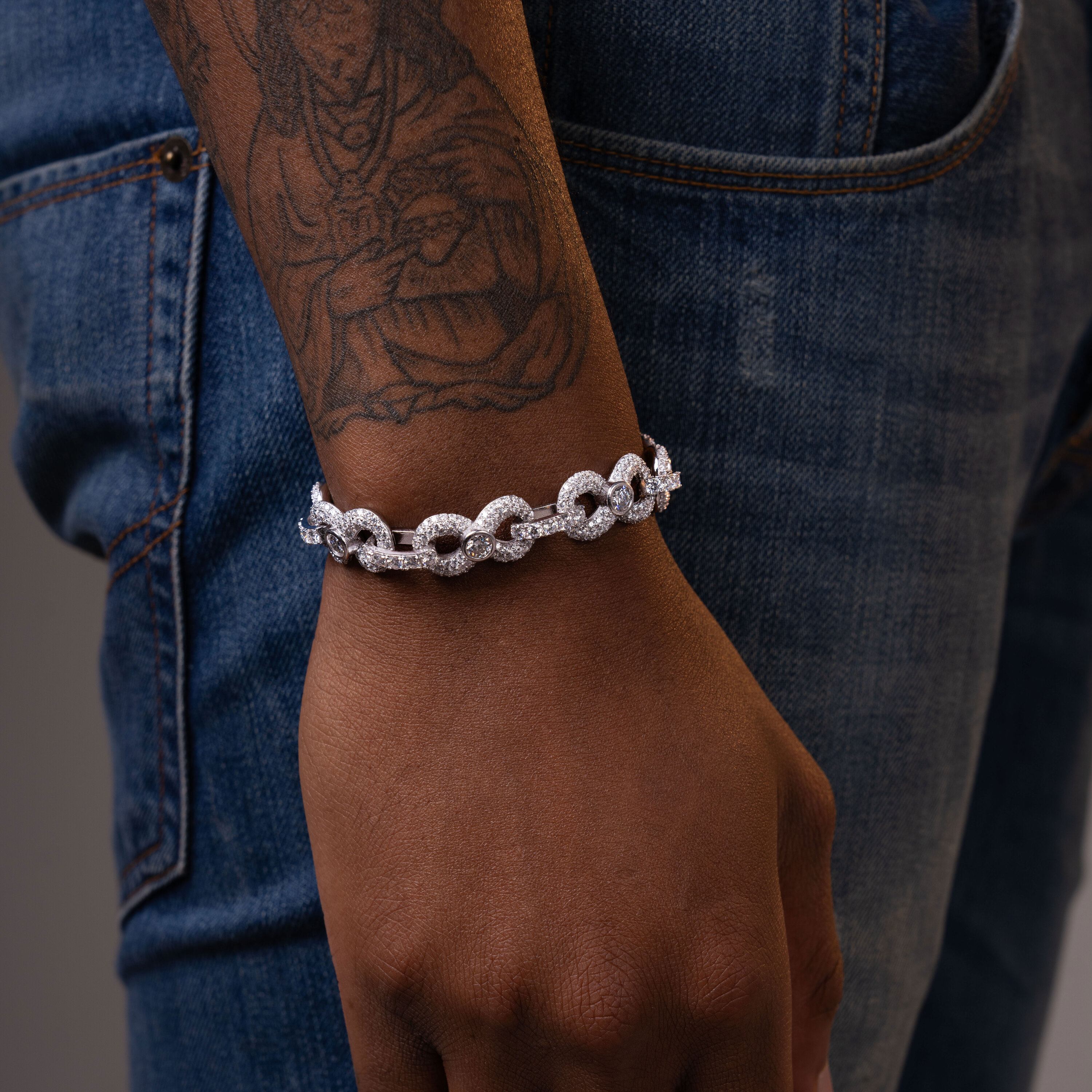 13mm Man's Iced Out Moissanite Infinite Cuban Necklace & Bracelet – product view