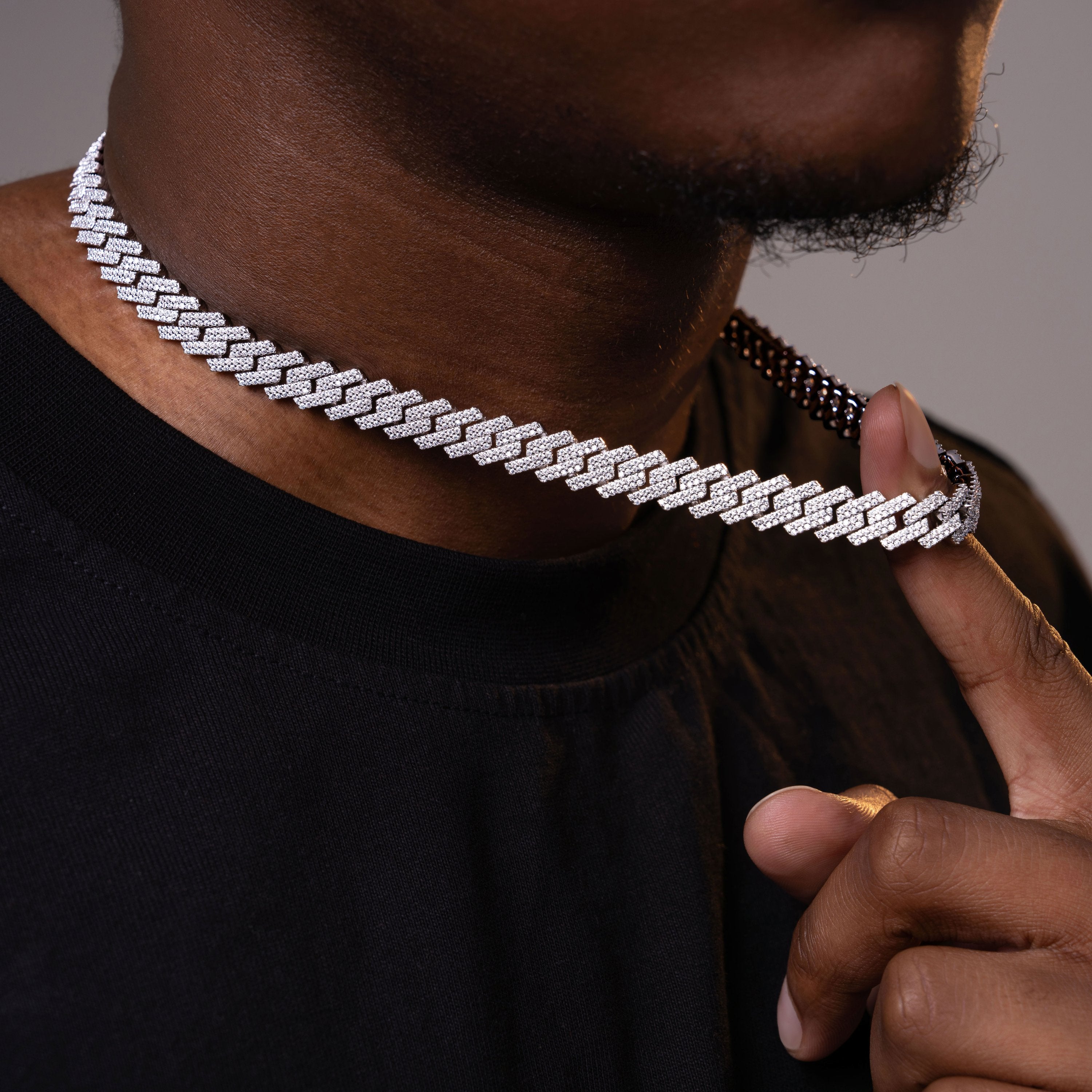 10MM 2 Row Stone Cuban Chain Moissanite Necklace & Bracelet – alternate product view 2