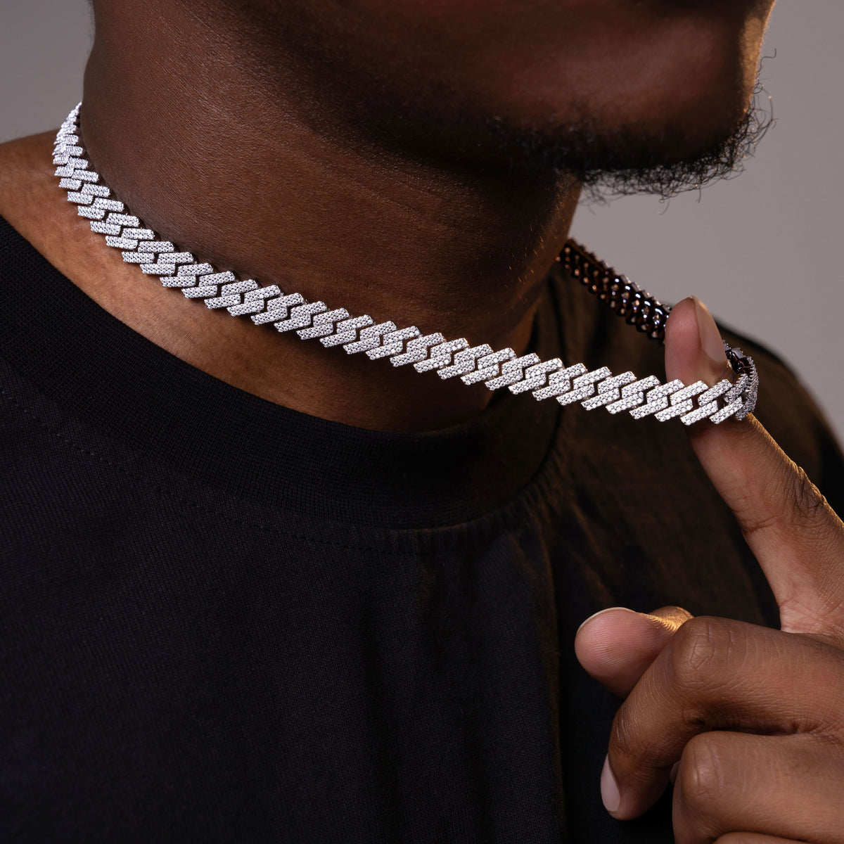 10MM 2 Row Stone Cuban Chain Moissanite Necklace & Bracelet – alternate product view 2